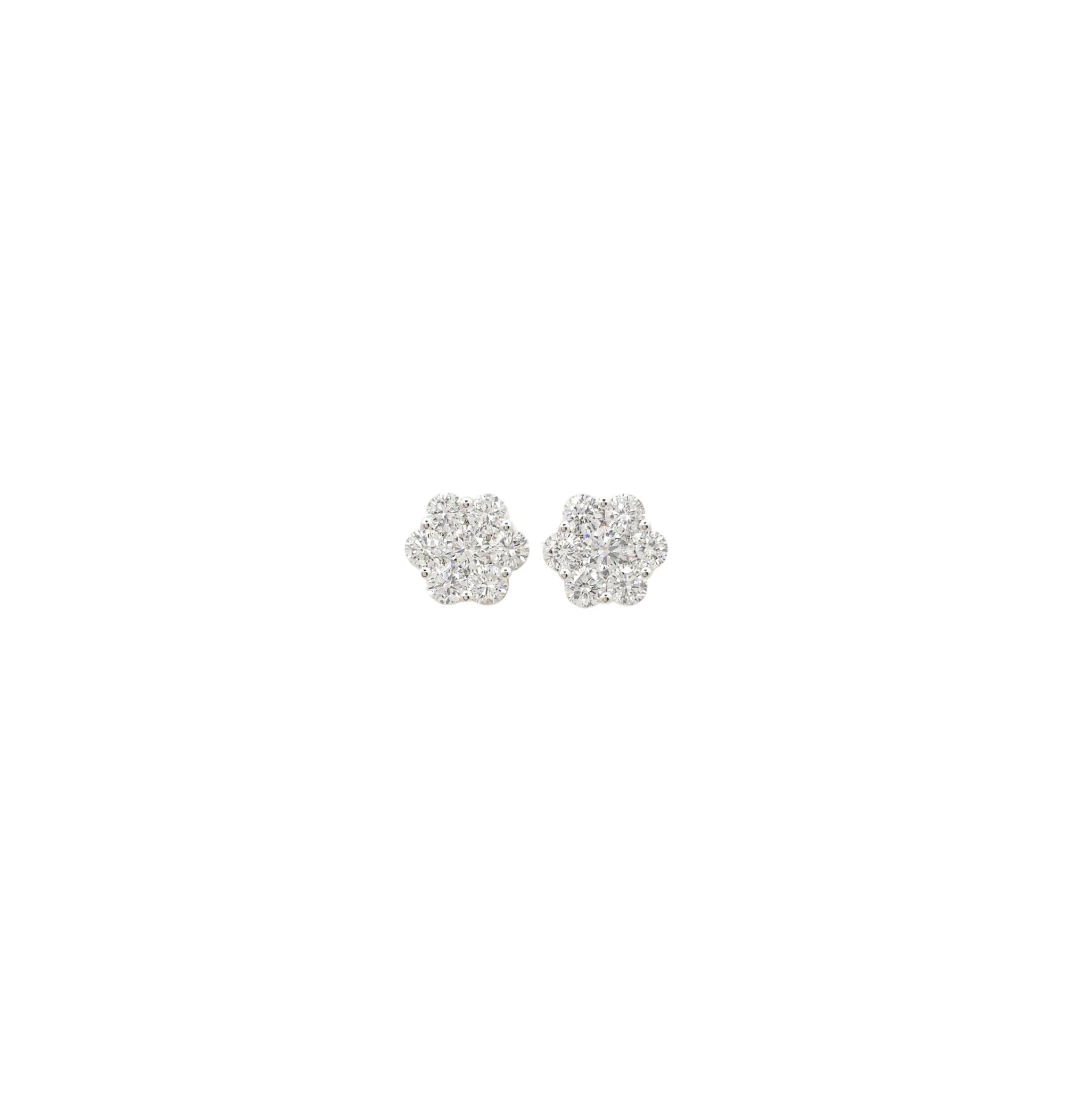 14K White Gold Cluster Lab Grown Diamond Stud Earrings