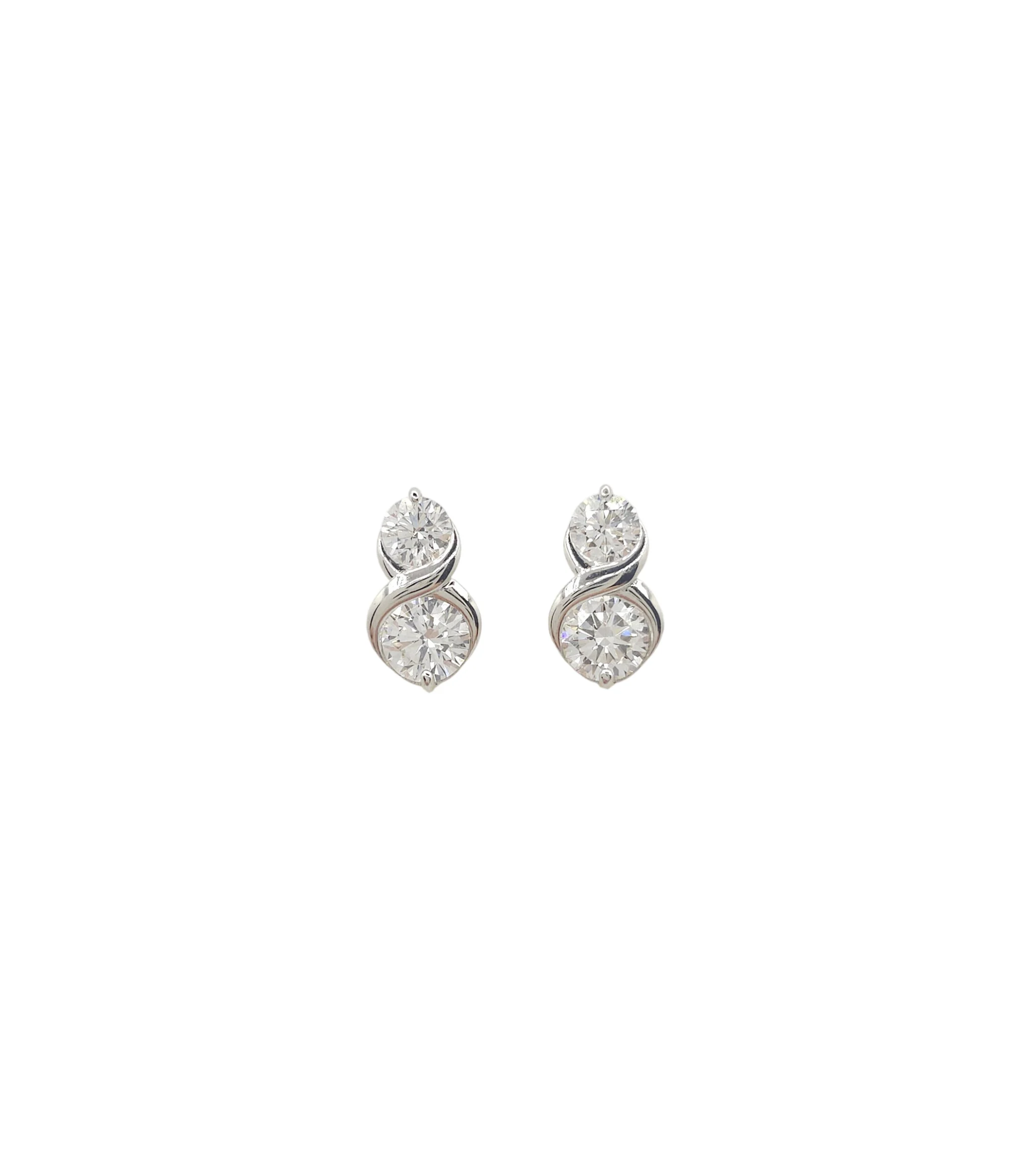 18K White Gold Infinity Lab Grown Diamond Stud Earrings