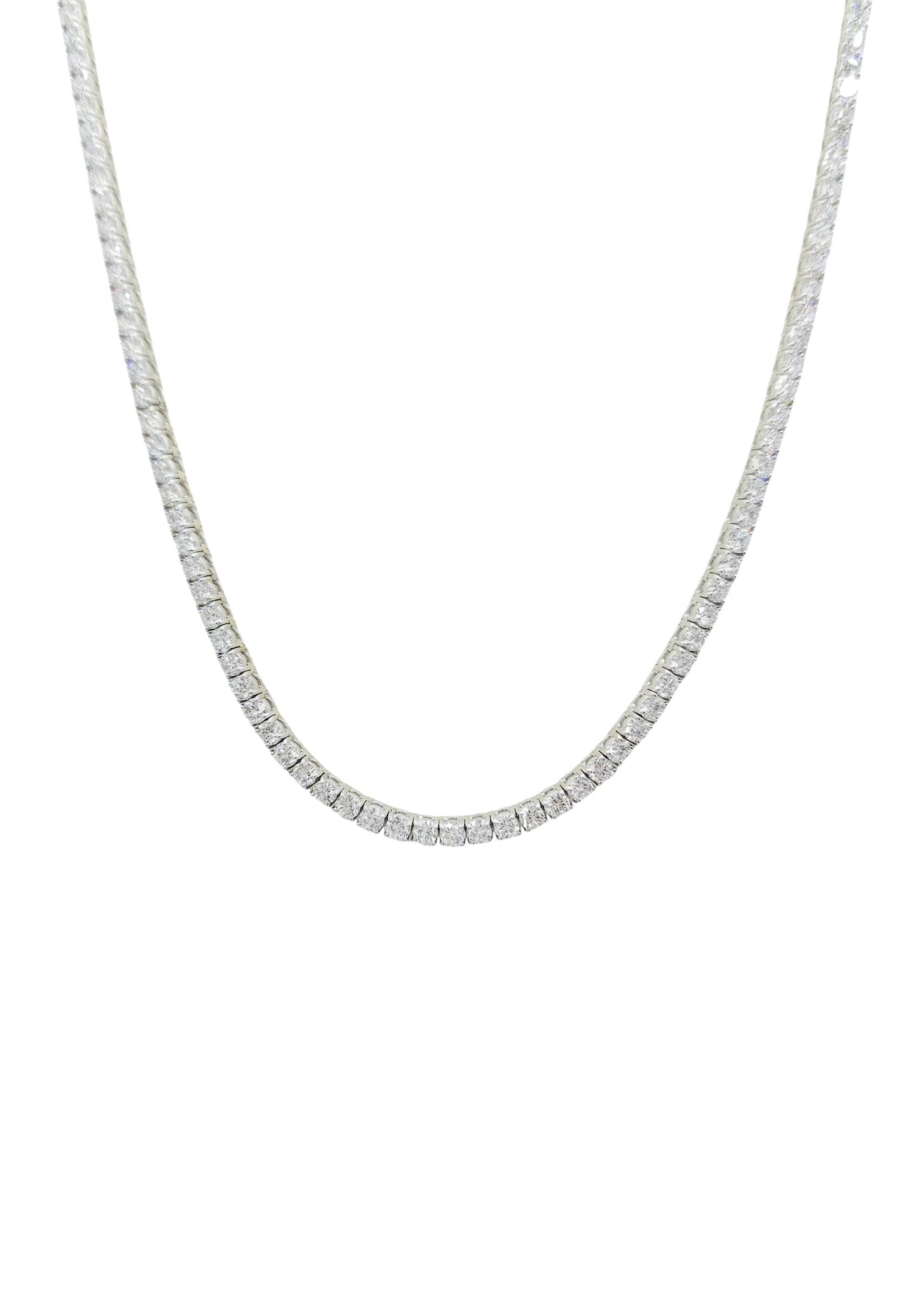 14K White Gold Round Brilliant Lab Grown Diamond Tennis Necklace (5pt each)