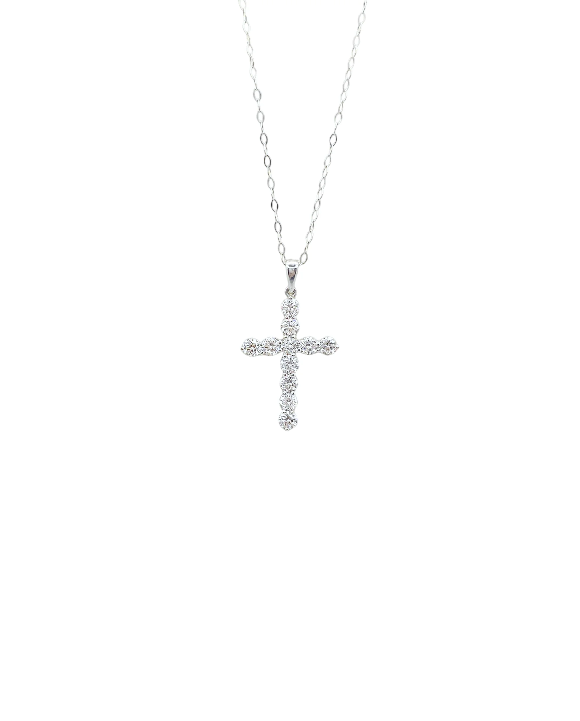 18K White Gold Lab Grown Diamond Cross Necklace