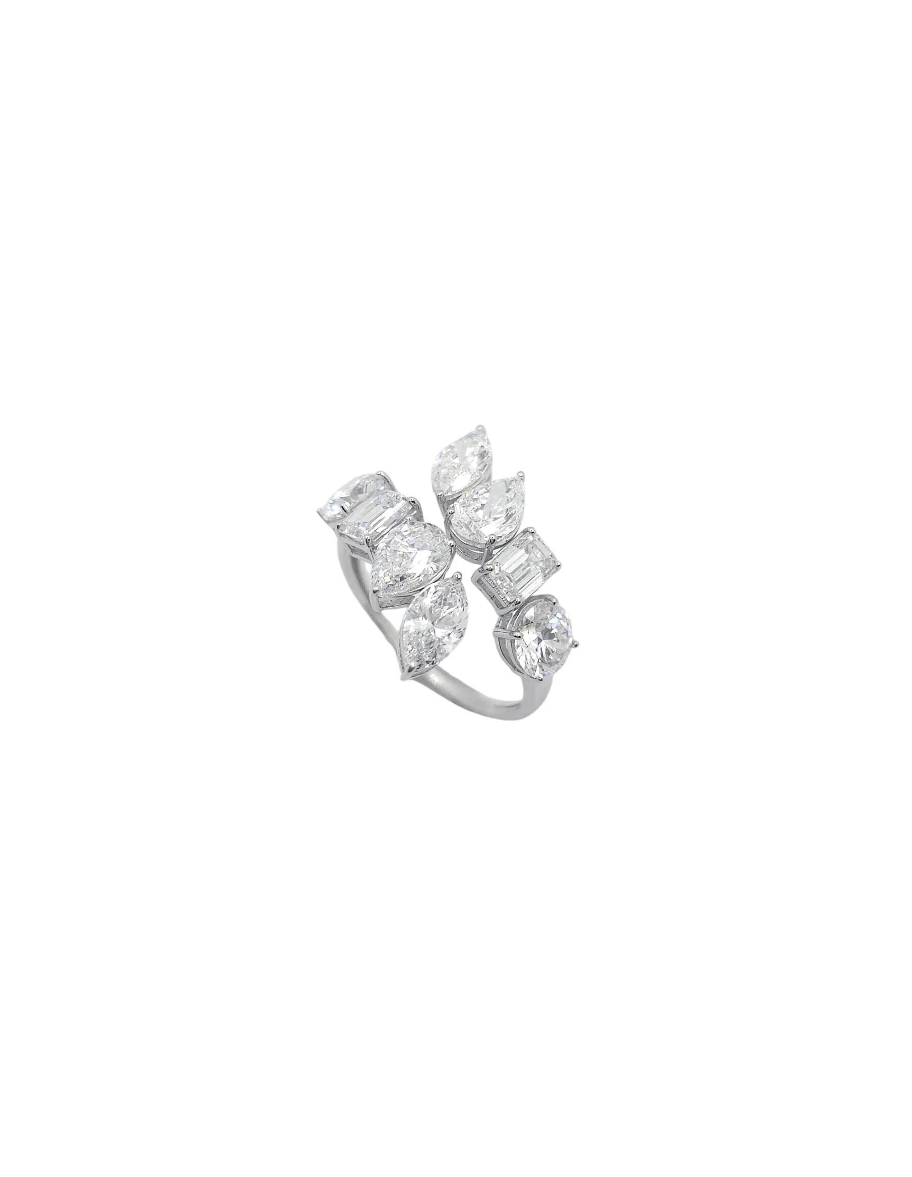 18K White Gold Fancy Shape Lab Grown Diamond Cluster Ring (3.60ctw)