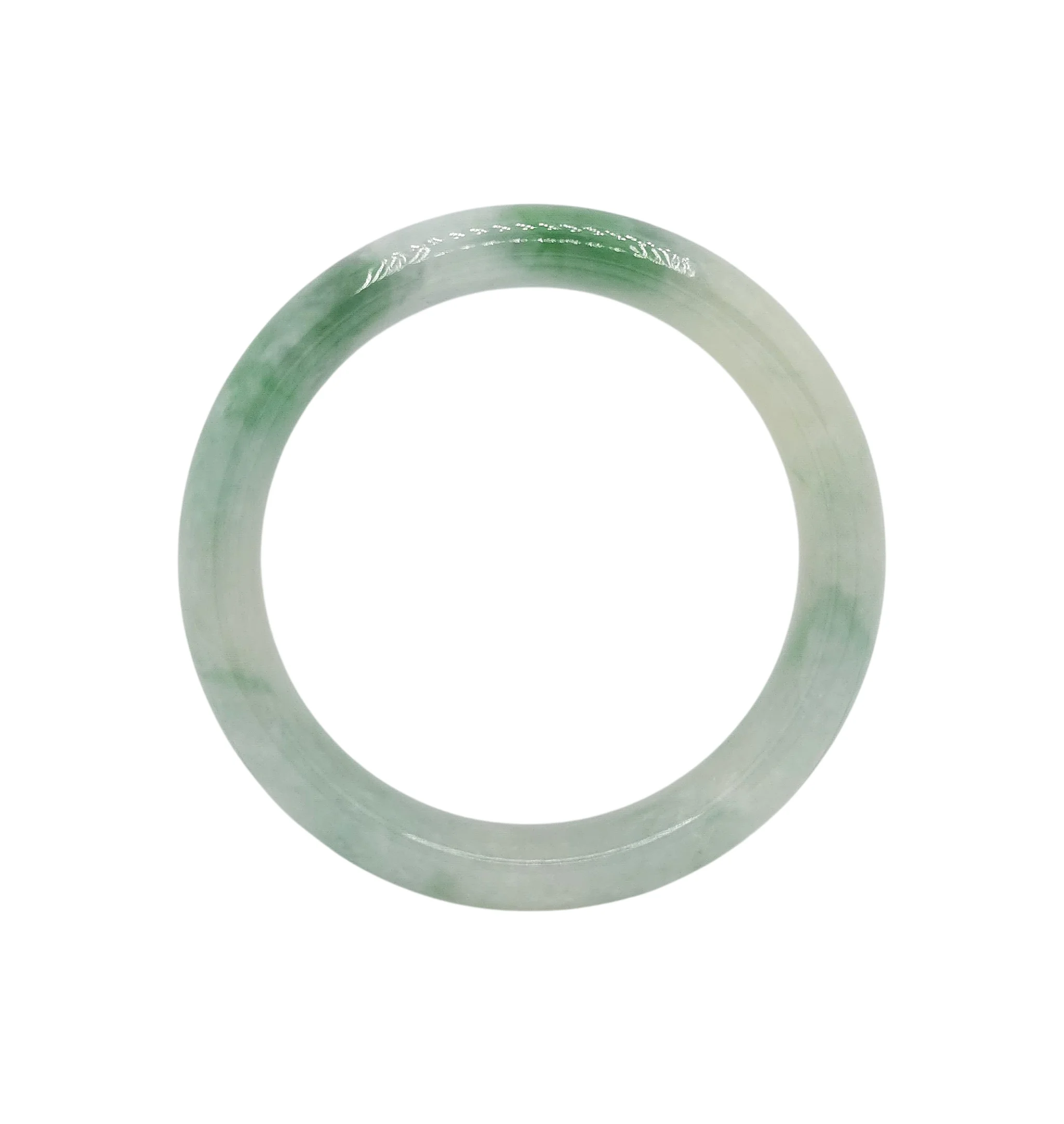Pale Green with Intense Green and White Patches Jadeite Jade Bangle