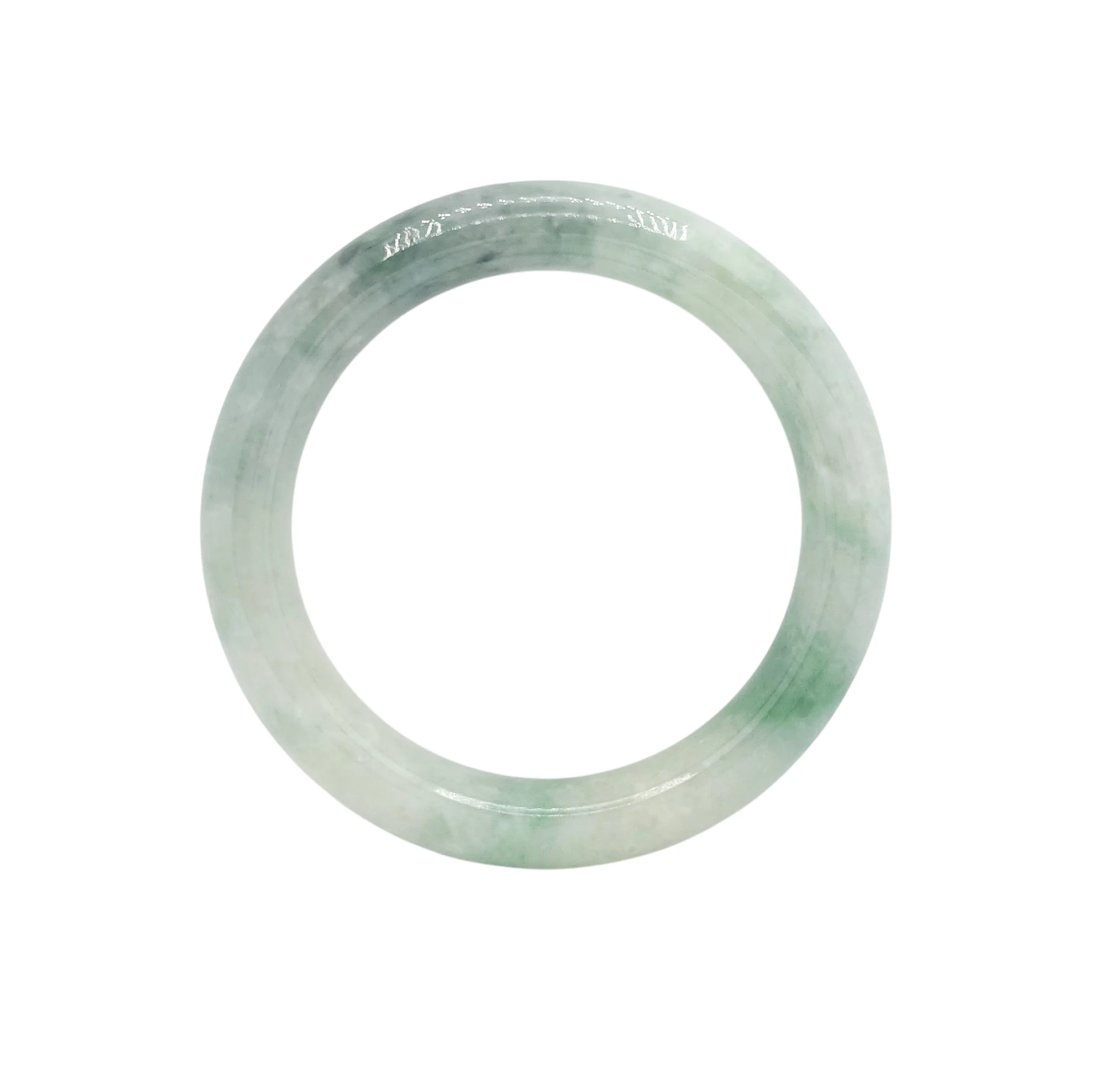 Pale Green with Intense Green Patches Jadeite Jade Bangle
