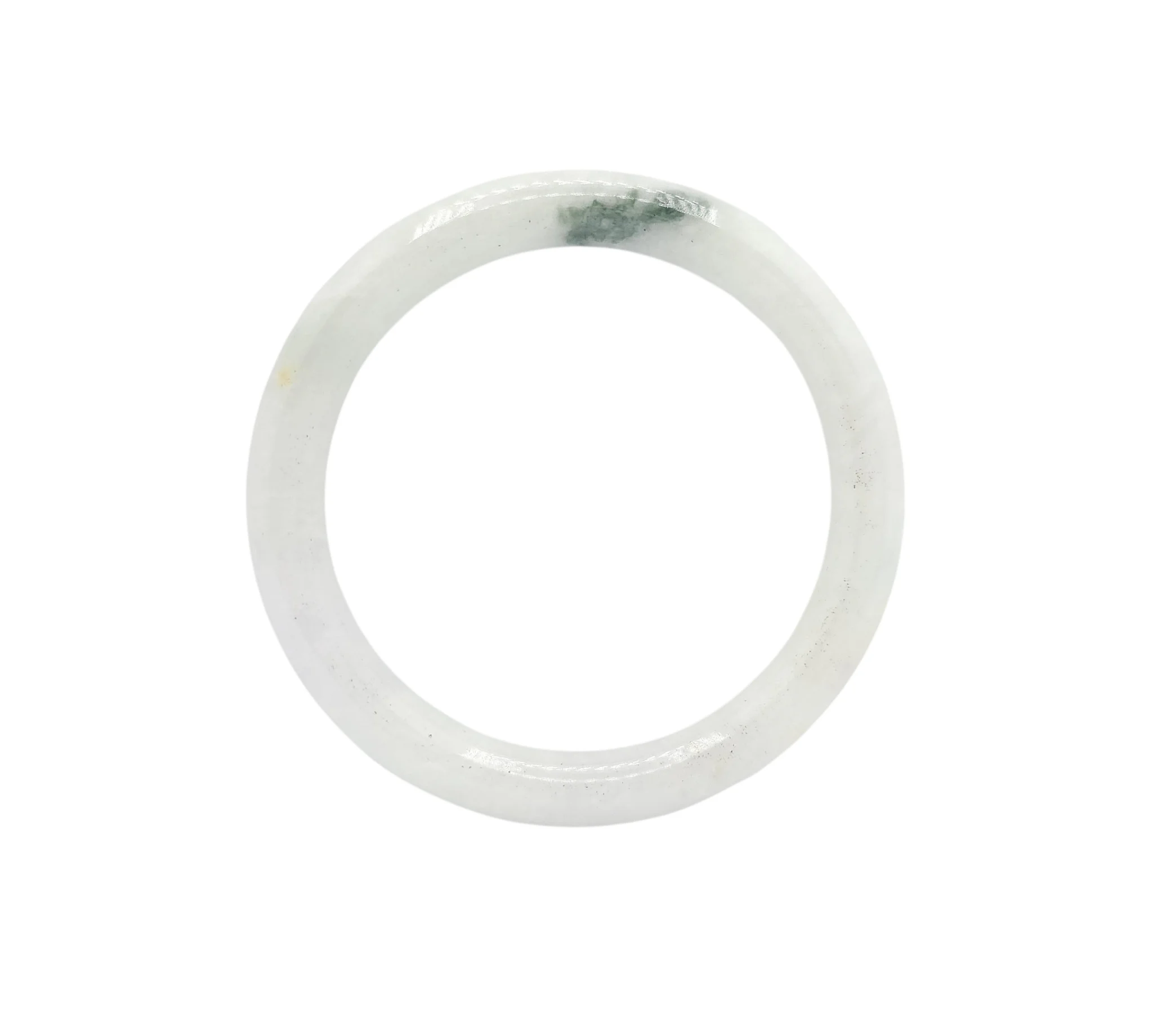 White with Dark Green Patches Jadeite Jade Bangle