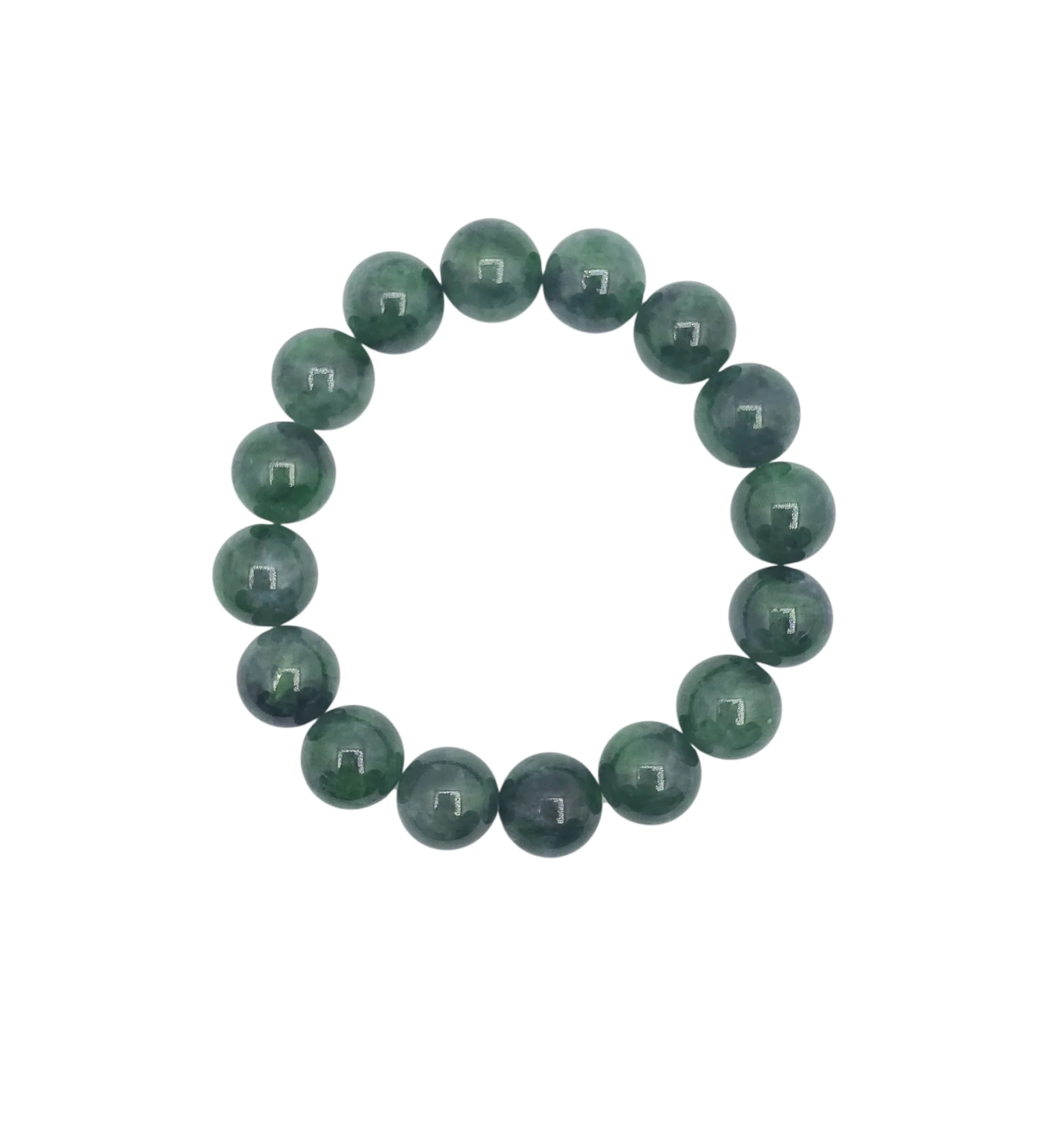 Dark Green Jadeite Jade Bead Bracelet