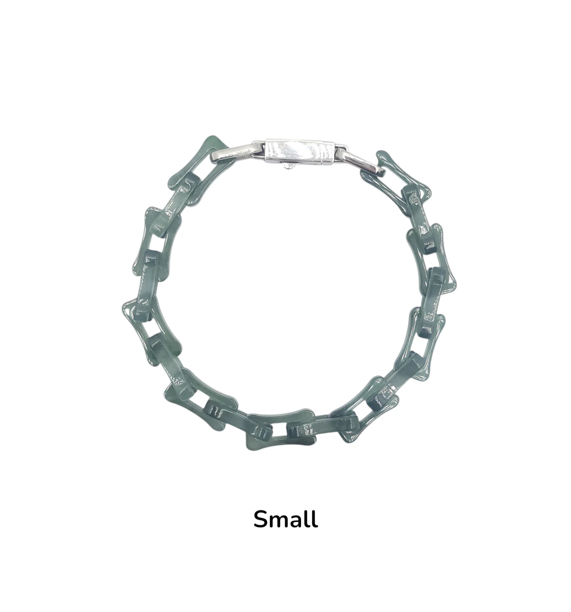 Green Jadeite Jade Square Cable Bracelet with Stainless Steel Box Clasp
