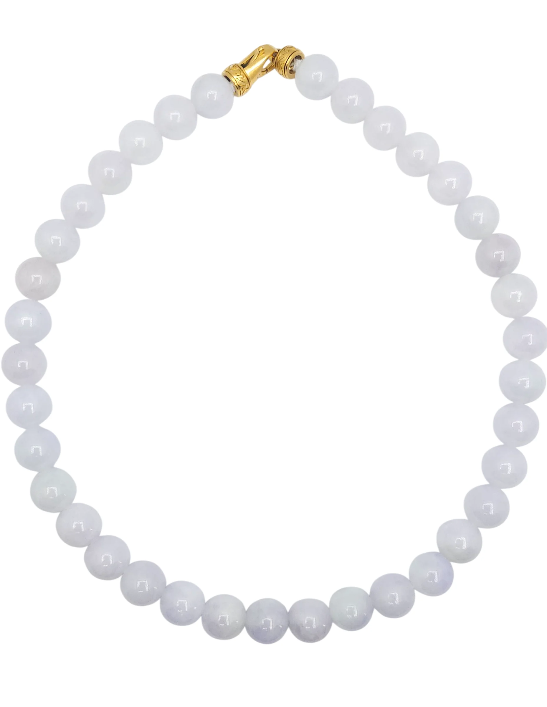 Pale Lavender Jadeite Jade Bead Necklace with Metal Clasp