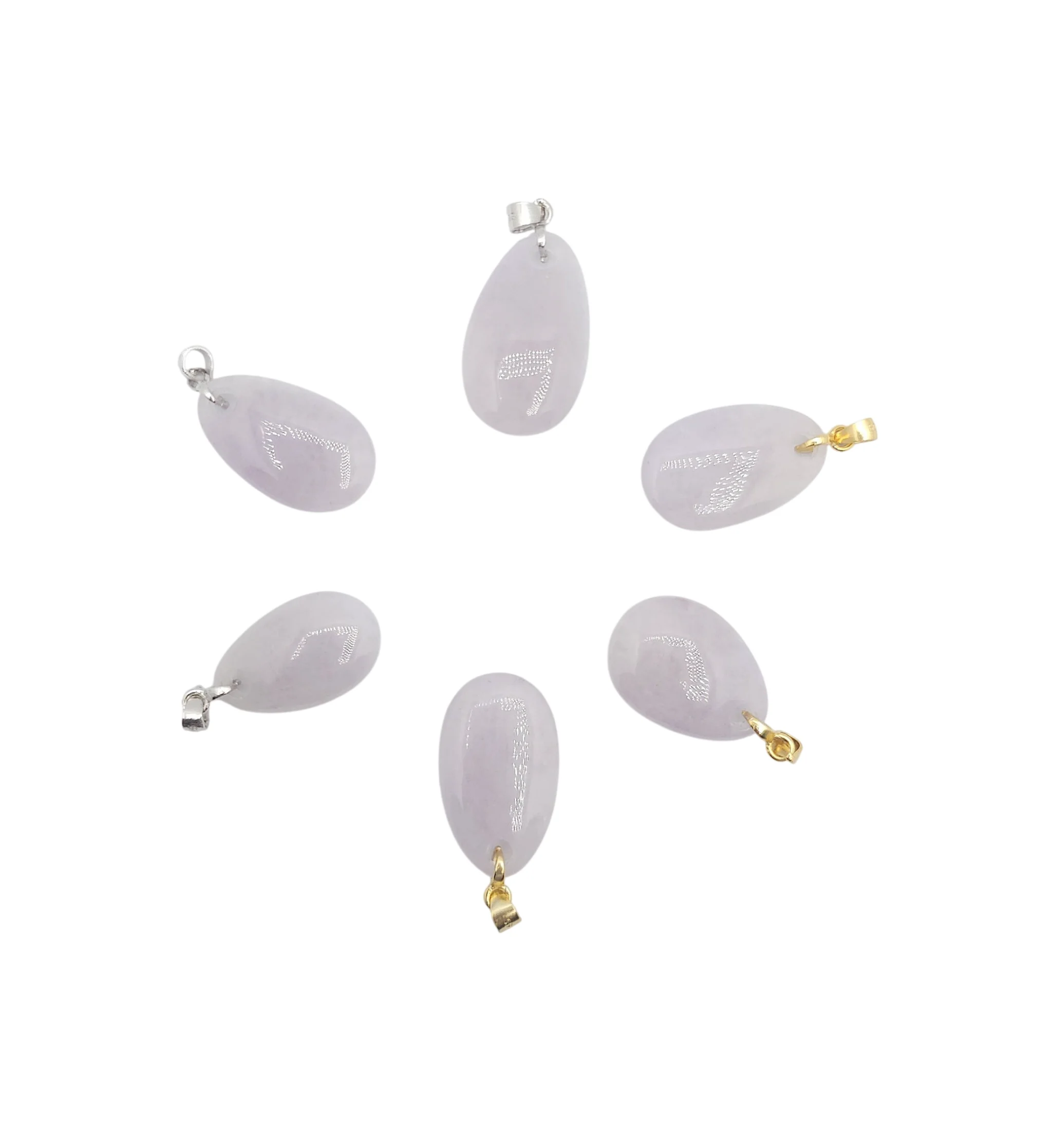Silver Light Purple Jadeite Jade Teardrop Pendant