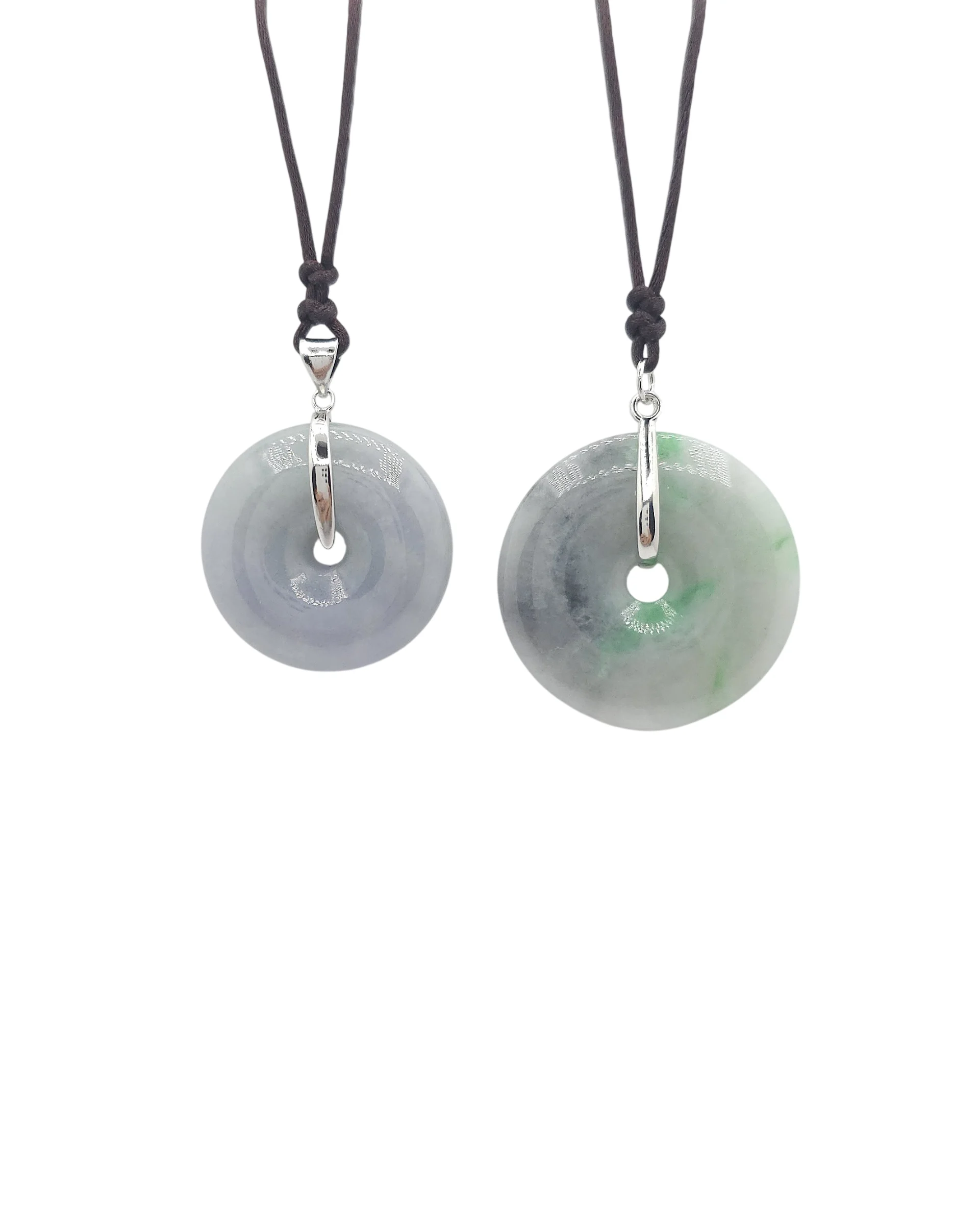 Silver Jadeite Jade Donut Pendant