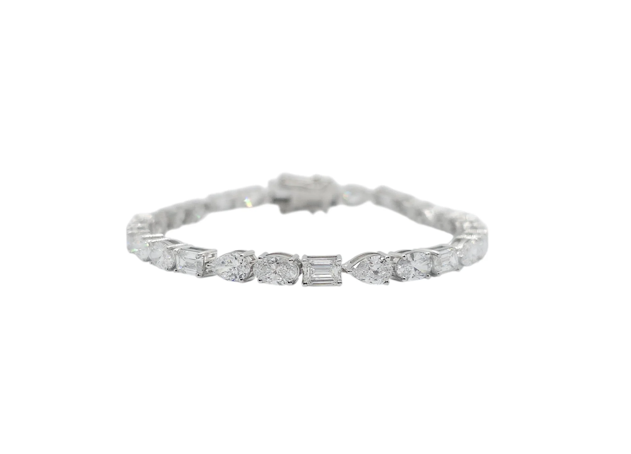 14K White Gold Mixed Cut Lab Grown Diamond Bracelet