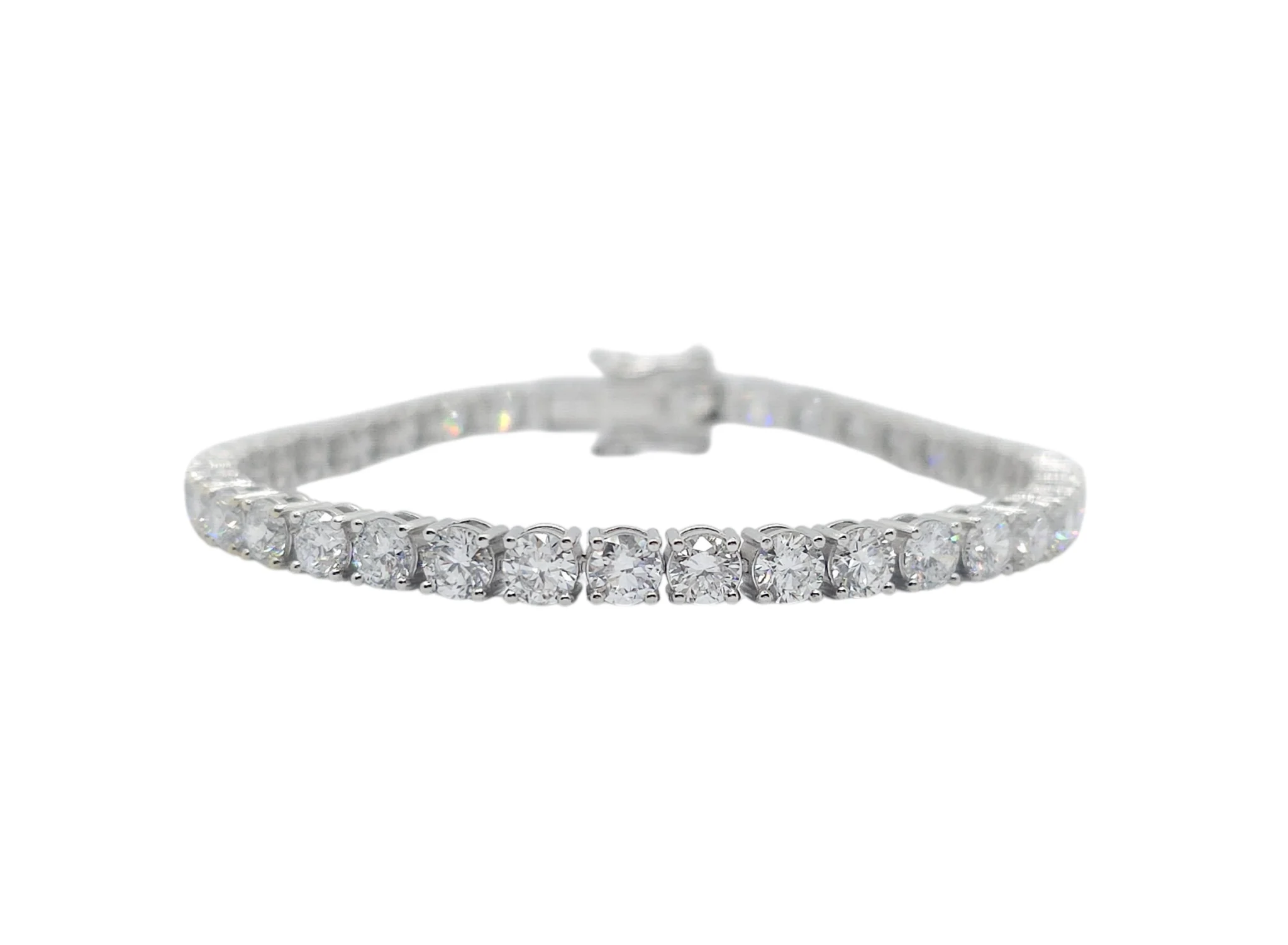 14K White Gold Round Brilliant Cut Lab Grown Diamond Tennis Bracelet (8.20ctw-21pt each)