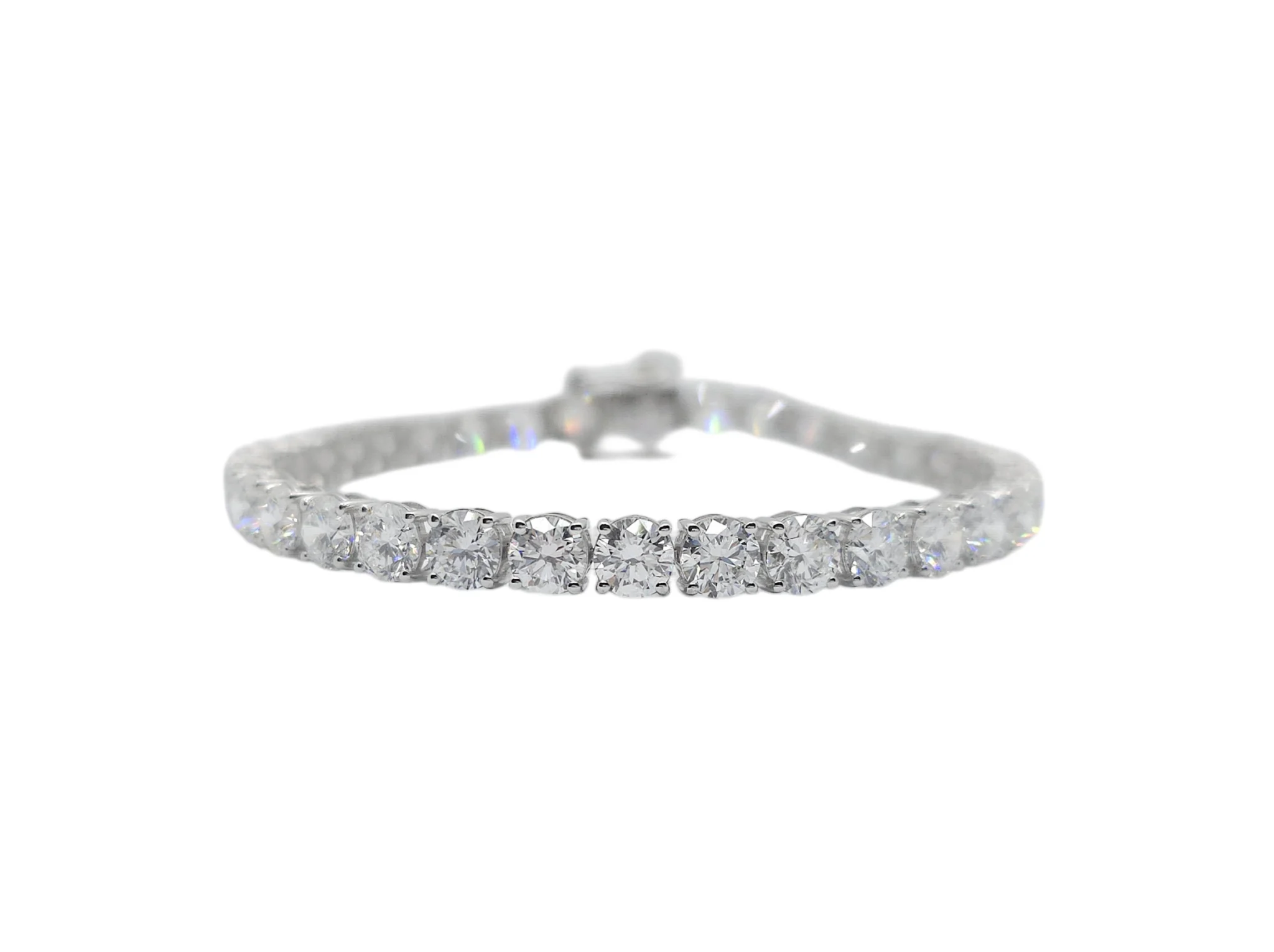 14K White Gold Round Brilliant Cut Lab Grown Diamond Tennis Bracelet (11.60ctw-32pt each)