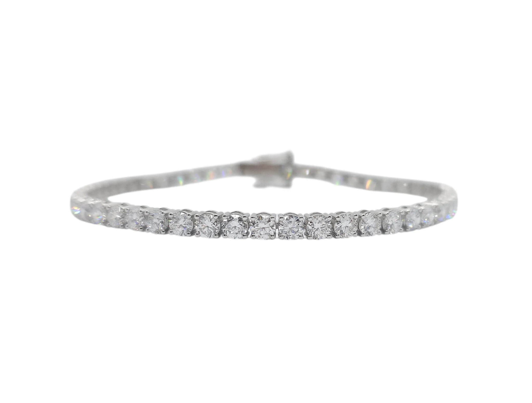 14K White Gold Round Brilliant Cut Lab Grown Diamond Tennis Bracelet (8.30ctw-15pt each)