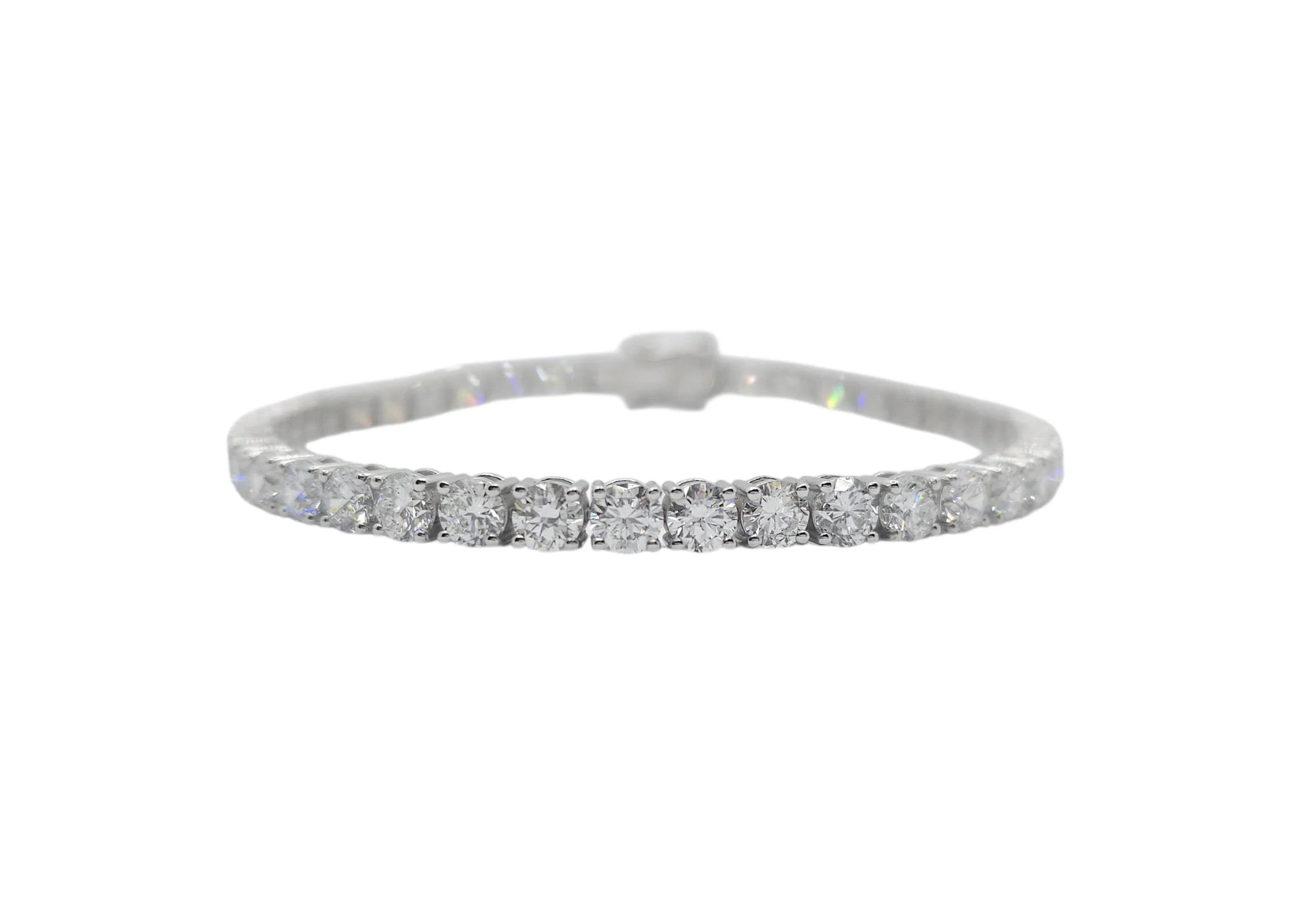 14K White Gold Round Brilliant Cut Lab Grown Diamond Tennis Bracelet (12.12ctw-27pt each)