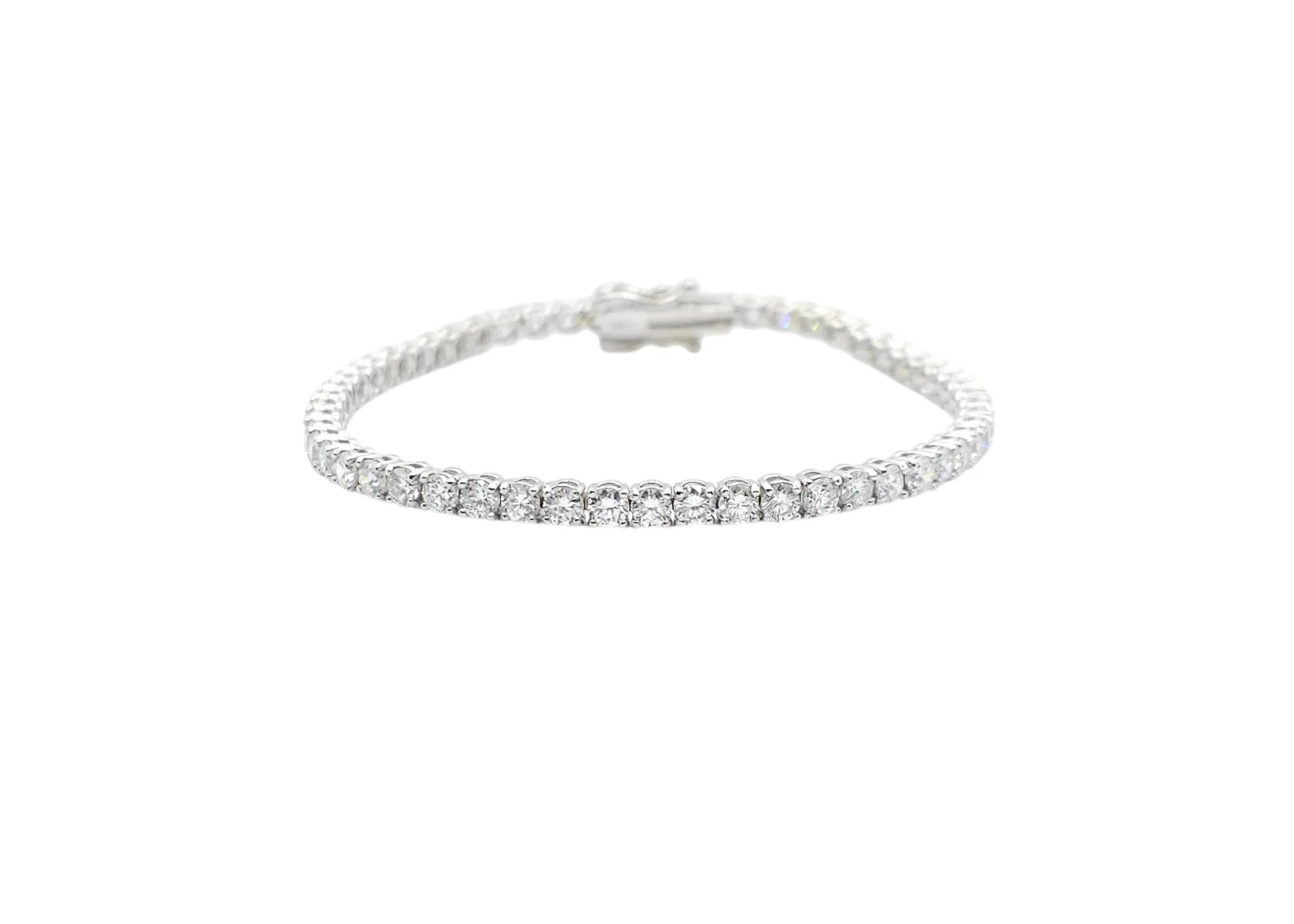 14K White Gold Round Brilliant Cut Lab Grown Diamond Tennis Bracelet (4.35ctw-7.5pt each)