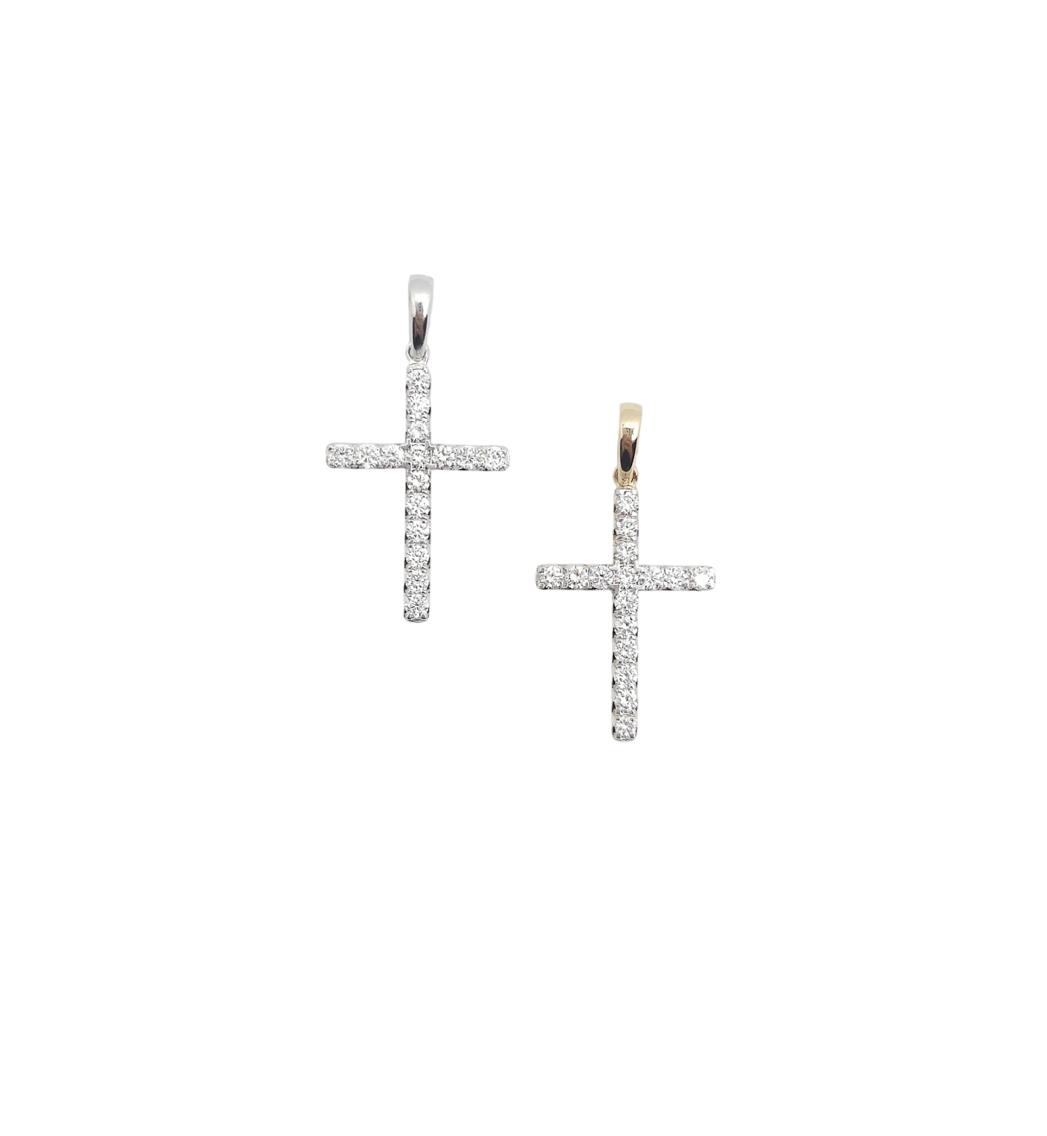 14K Gold Round Brilliant Cut Lab Grown Diamond Cross Pendant