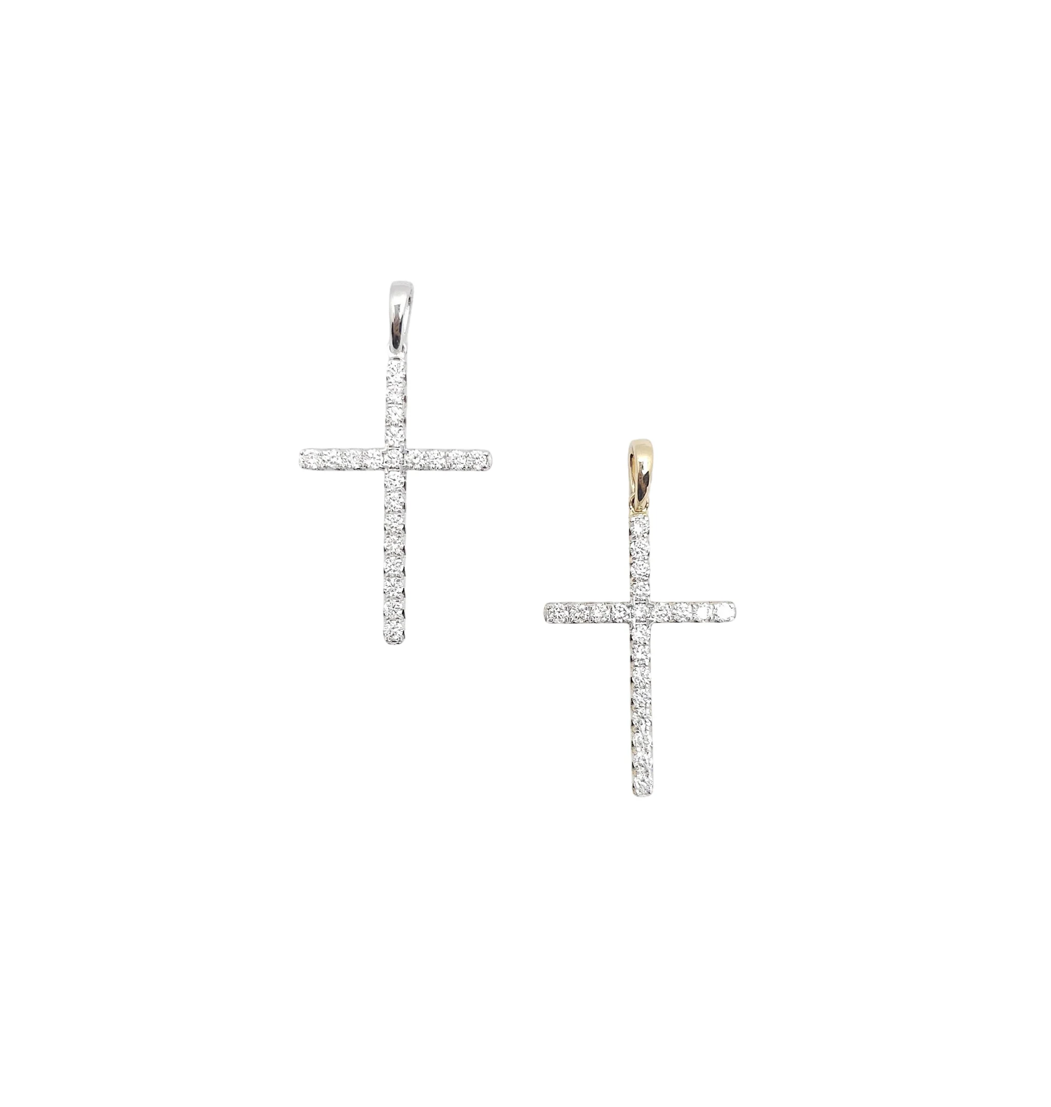 14K Gold Round Brilliant Cut Lab Grown Diamond Cross Pendant