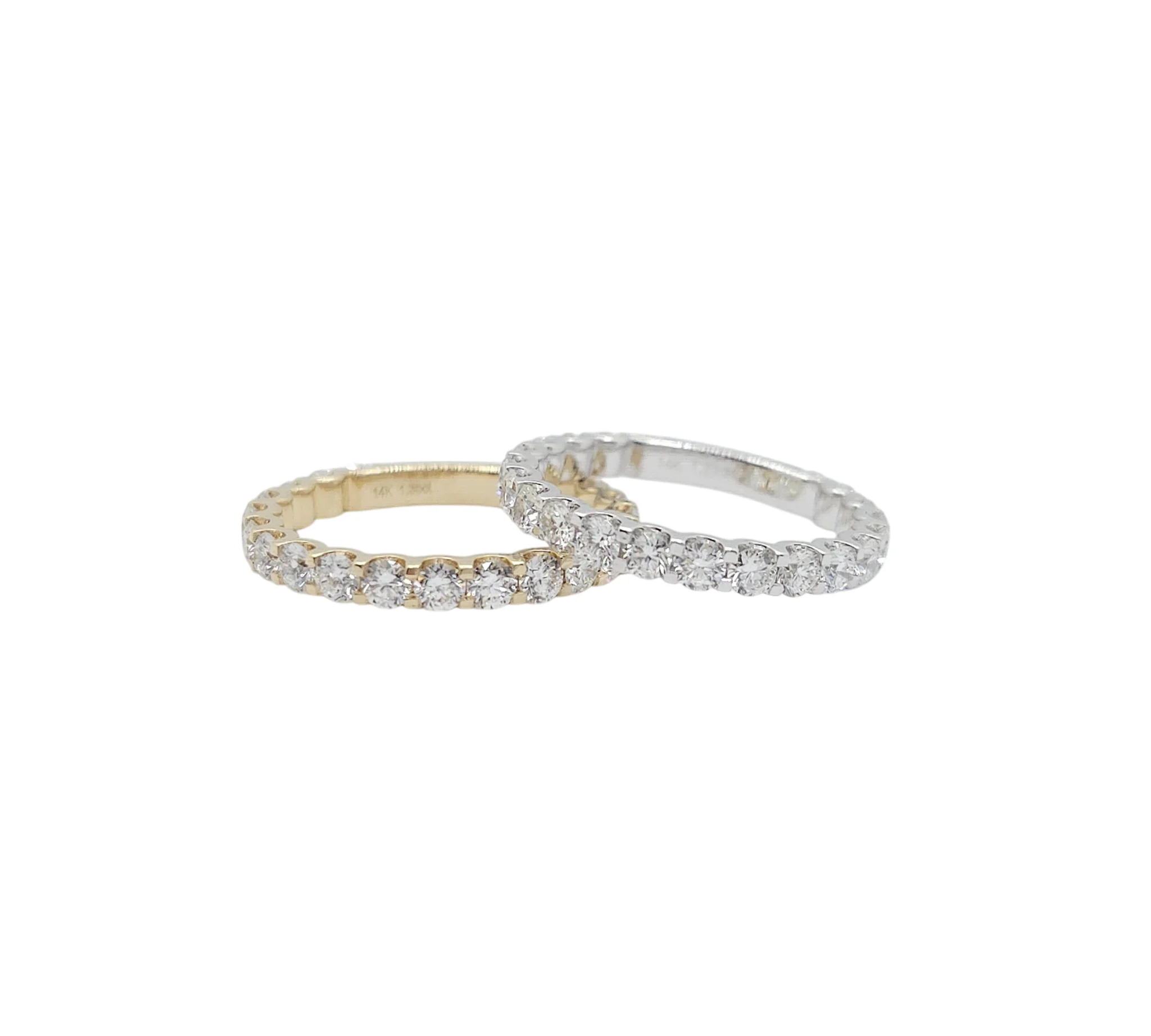 14K Gold Shared Prong Round Cut Lab Grown Diamond 3 Quarter Ring (6pt each)