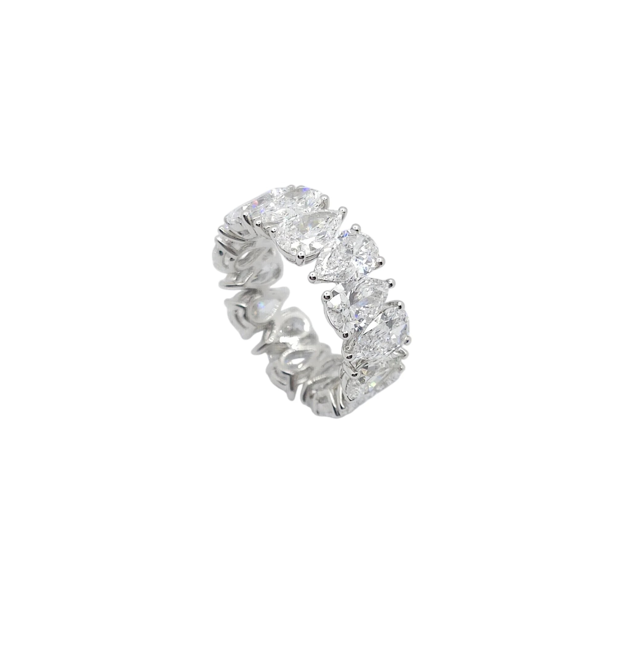 18K White Gold Alternating Pear Cut Lab Grown Diamond Eternity Ring (65pt each)