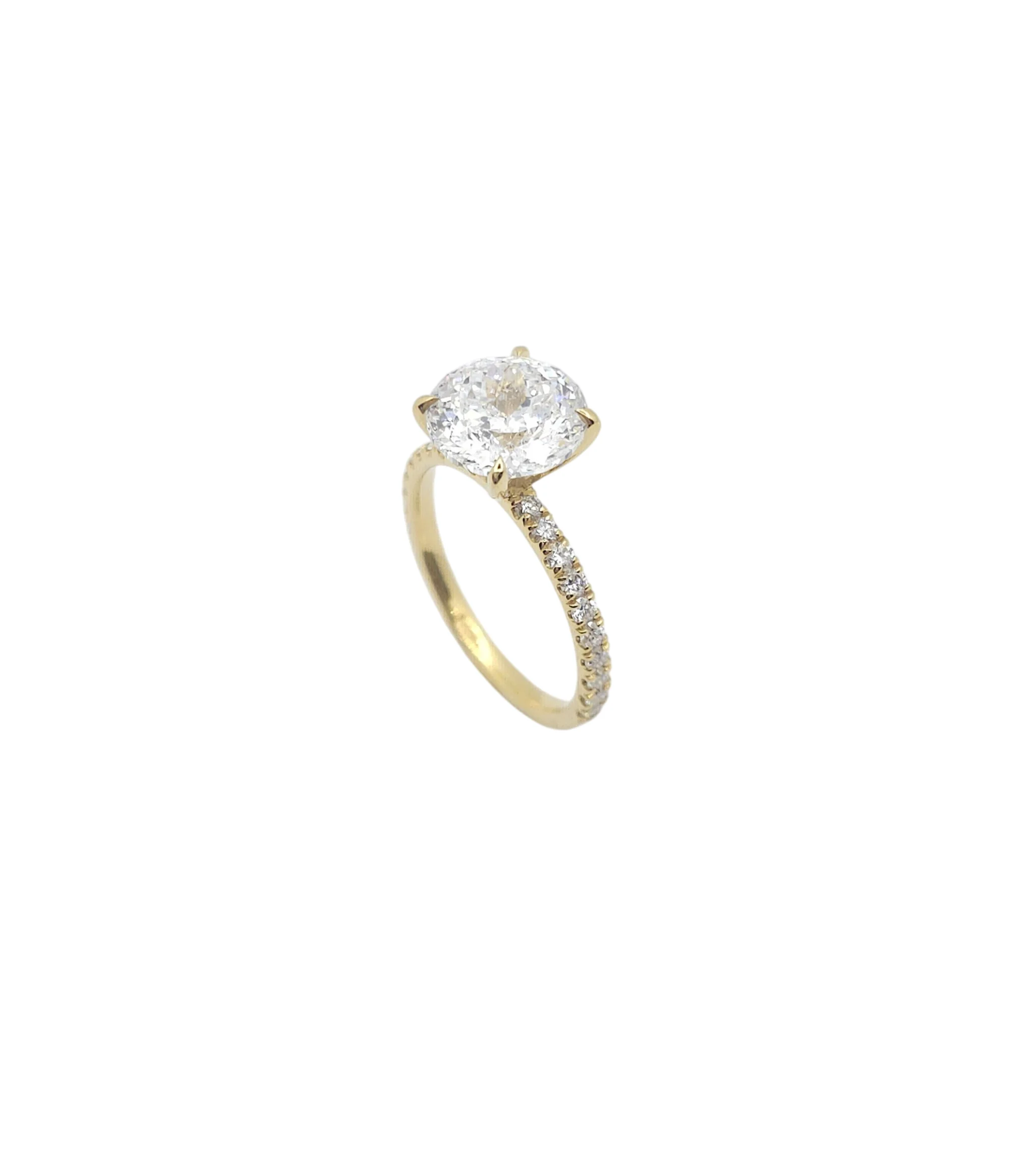 14K Yellow Gold Portuguese Brilliant Cut Lab Grown Diamond Ring
