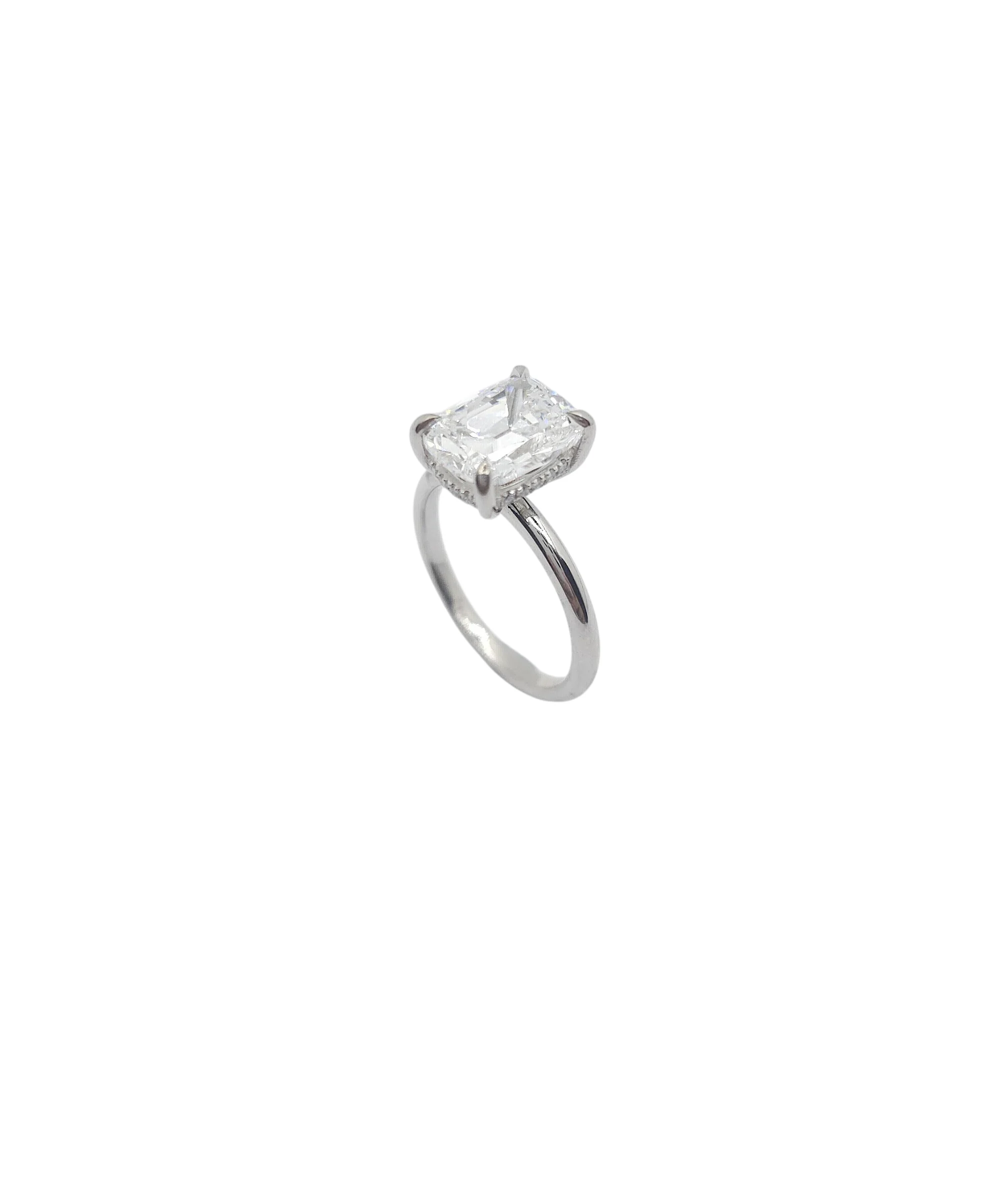 14K White Gold Old Mine Cut Lab Grown Diamond Ring (3.04ct)