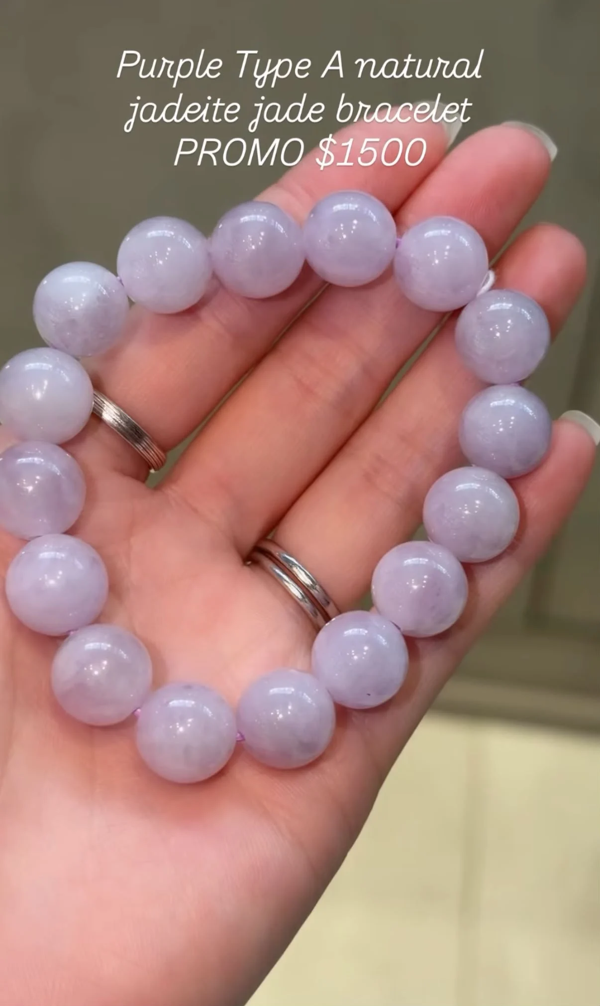 Type A Natural Purple Jadeite Jade Beads Bracelet