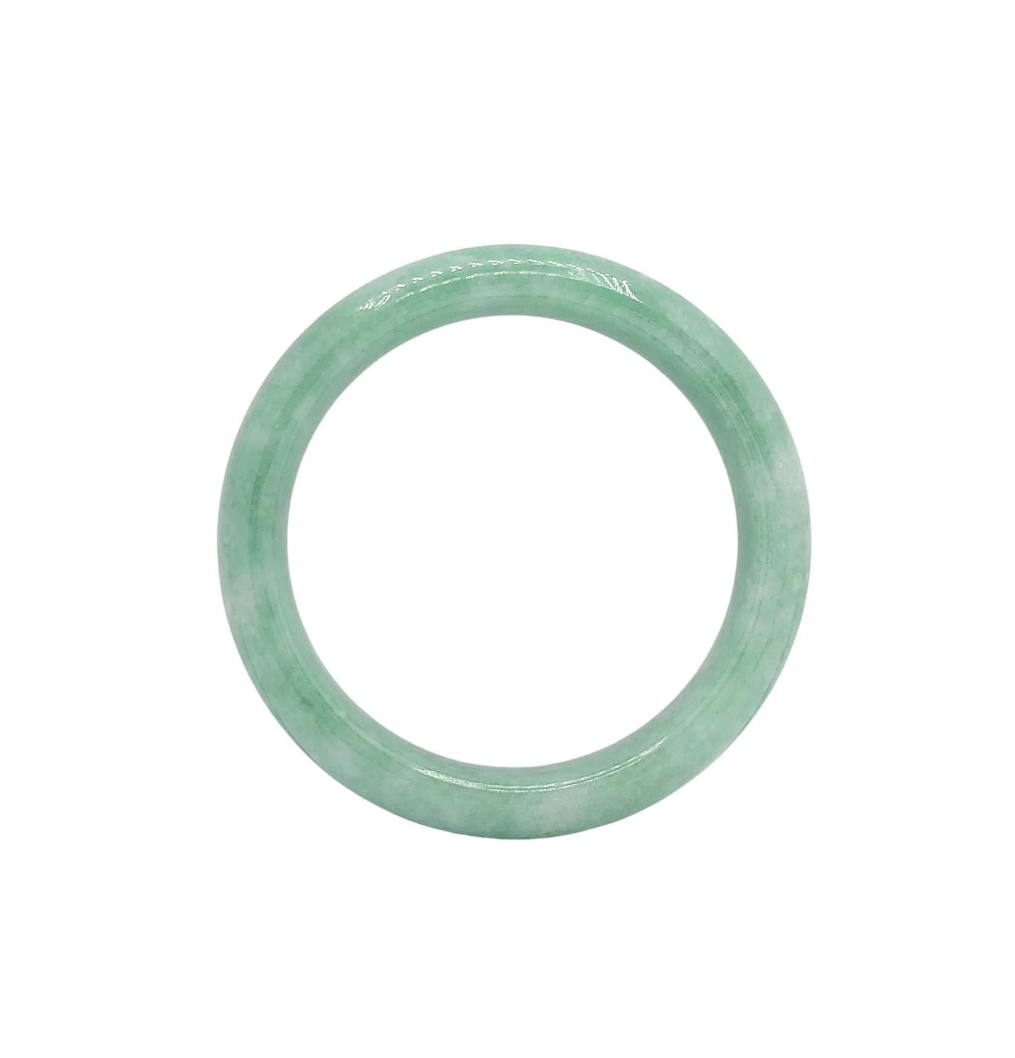 Medium Green with White Patches Jadeite Jade Bangle