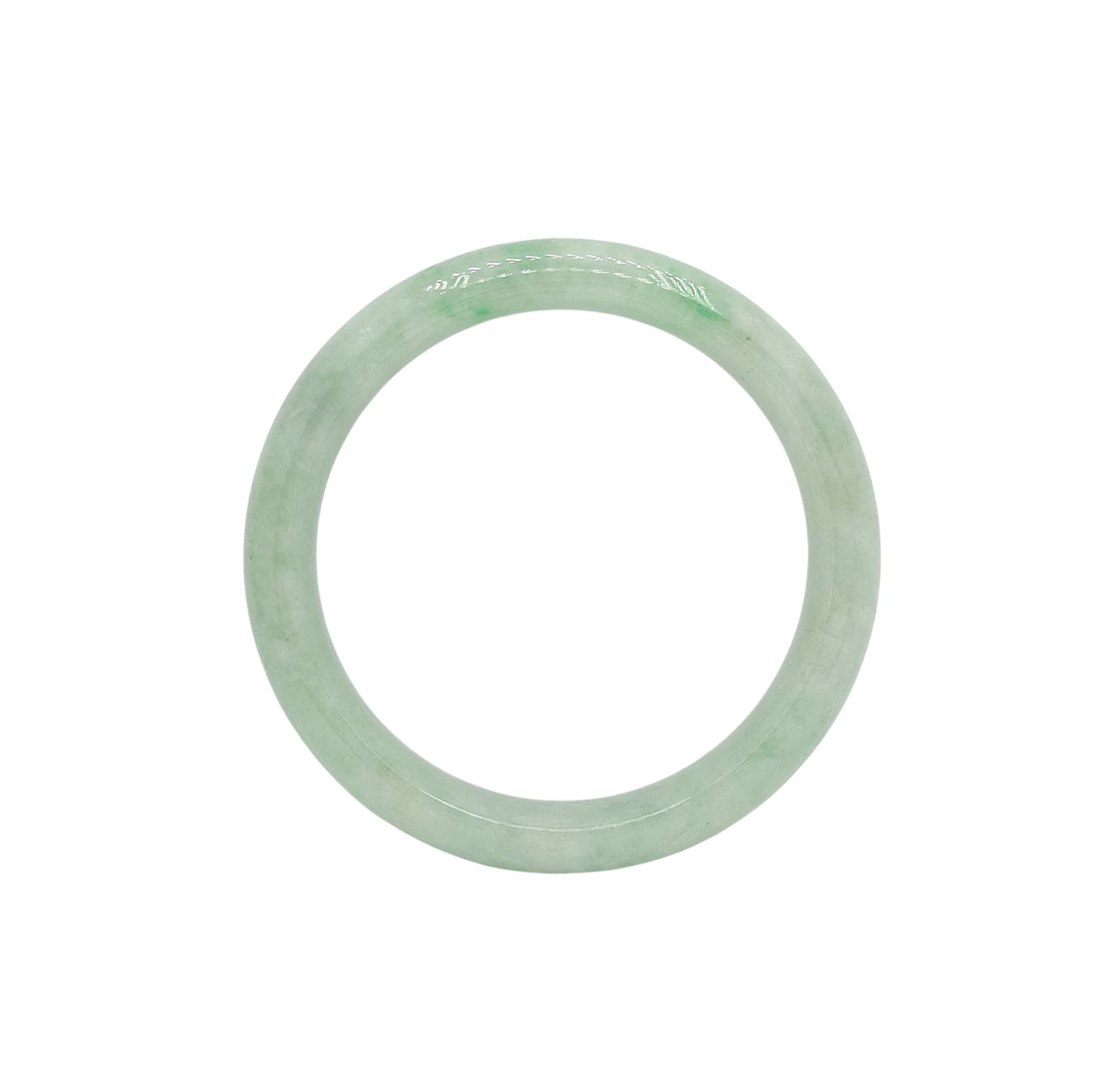 Pale Green with Intense Green and White Patches Jadeite Jade Bangle