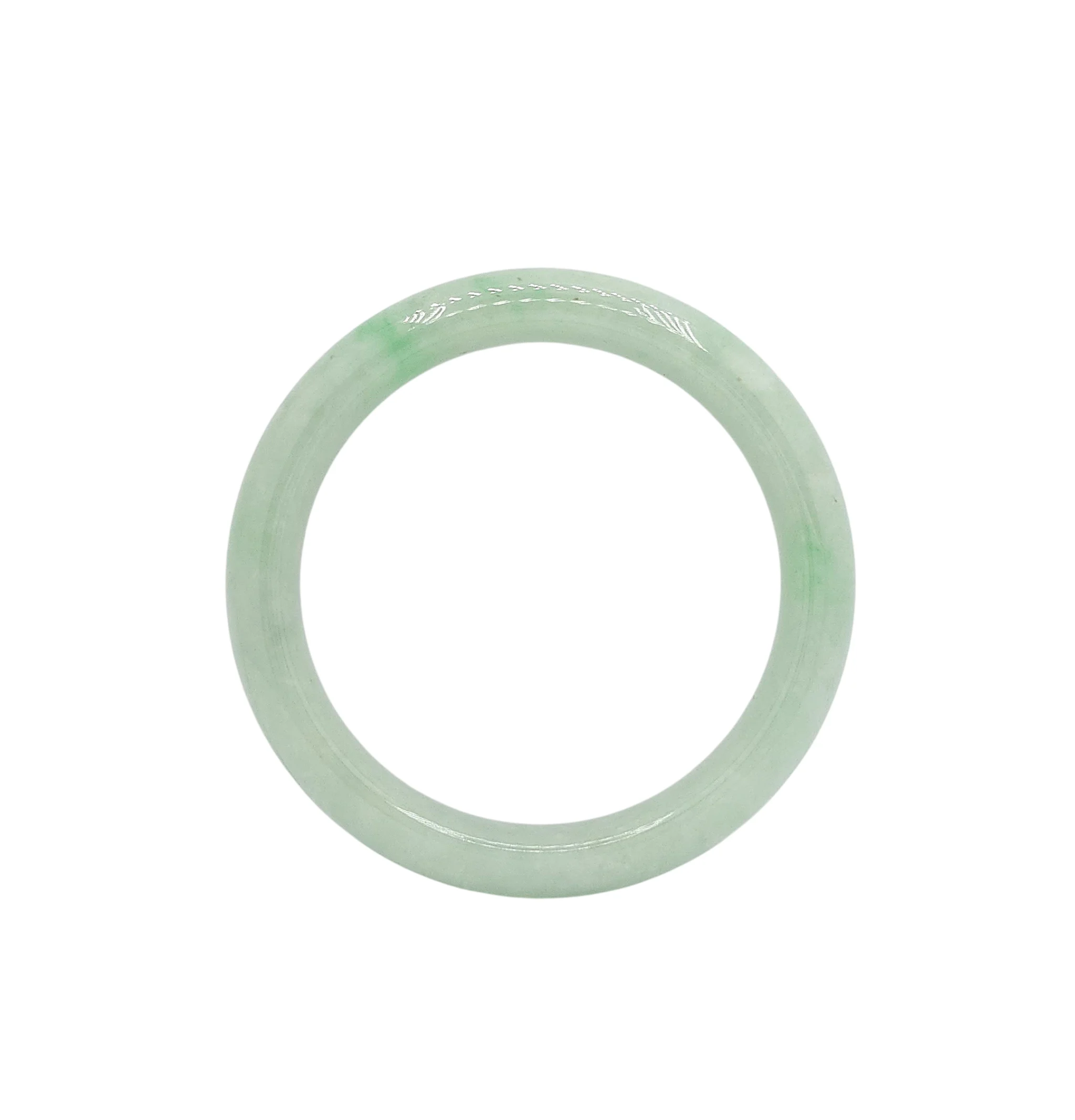 Pale Green with Intense Green and White Patches Jadeite Jade Bangle