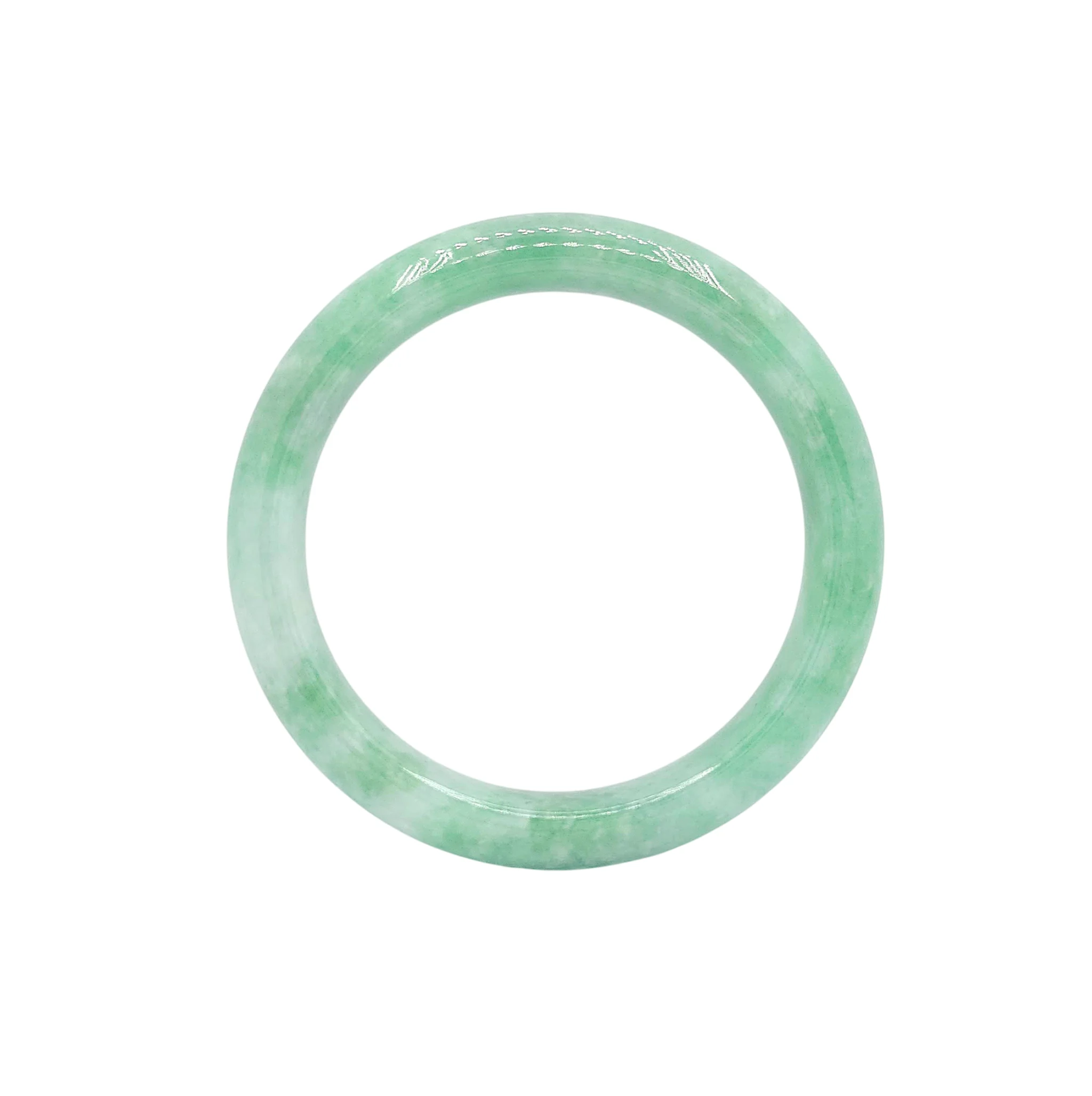 Medium Green with Intense Green and White Patches Jadeite Jade Bangle