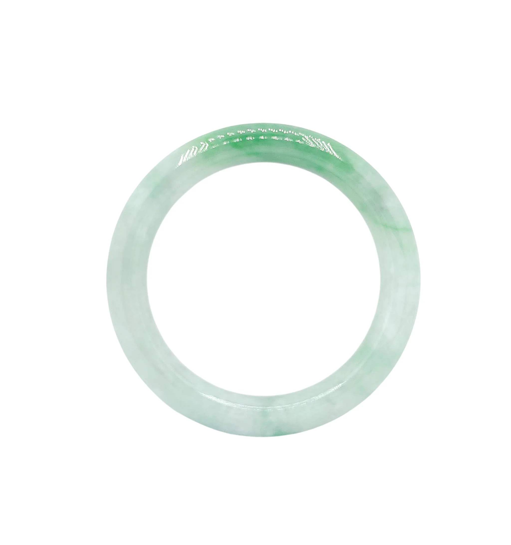 Pale Green with Intense Green and White Patches Jadeite Jade Bangle
