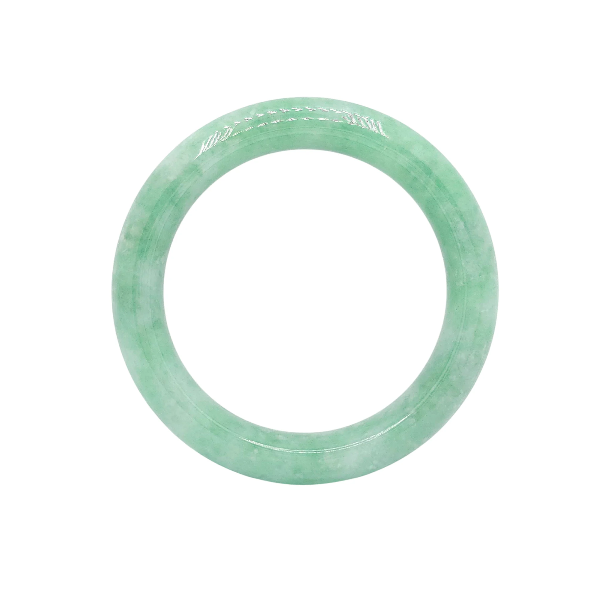 Medium Green with White Patches Jadeite Jade Bangle