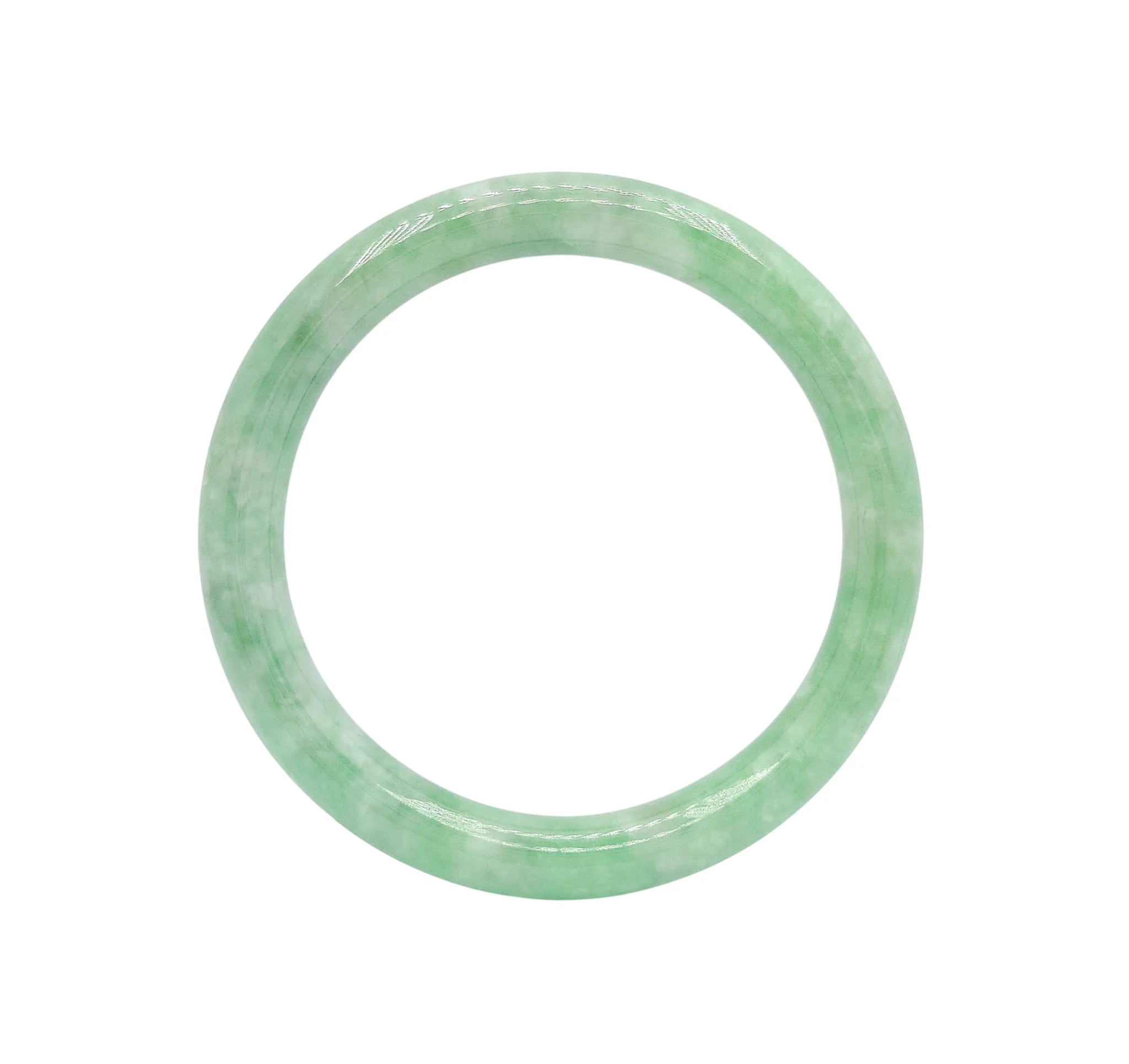 Medium Green with White Patches Jadeite Jade Bangle