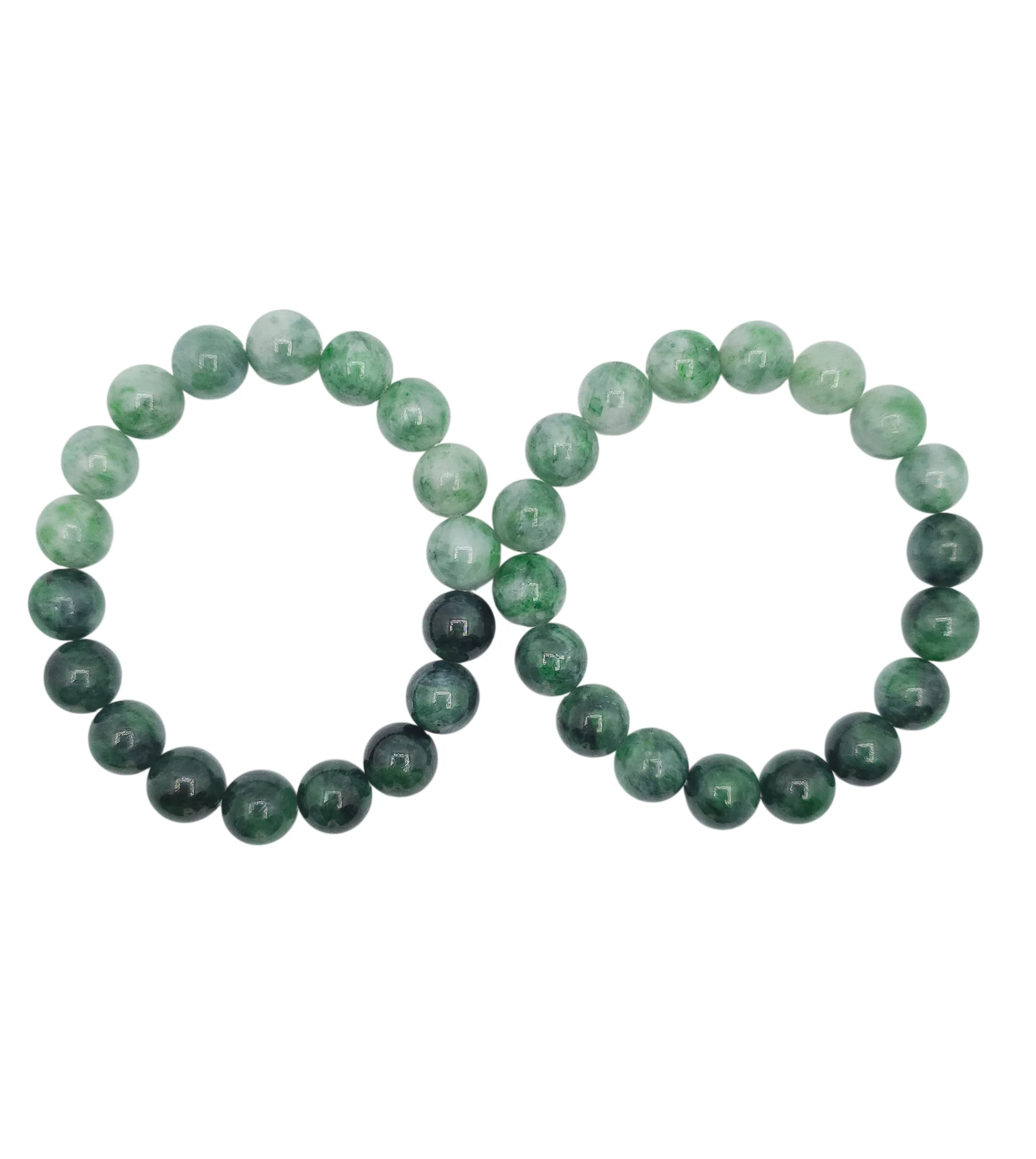 Green and Dark Tone Jadeite Jade Bead Bracelet (Medium)