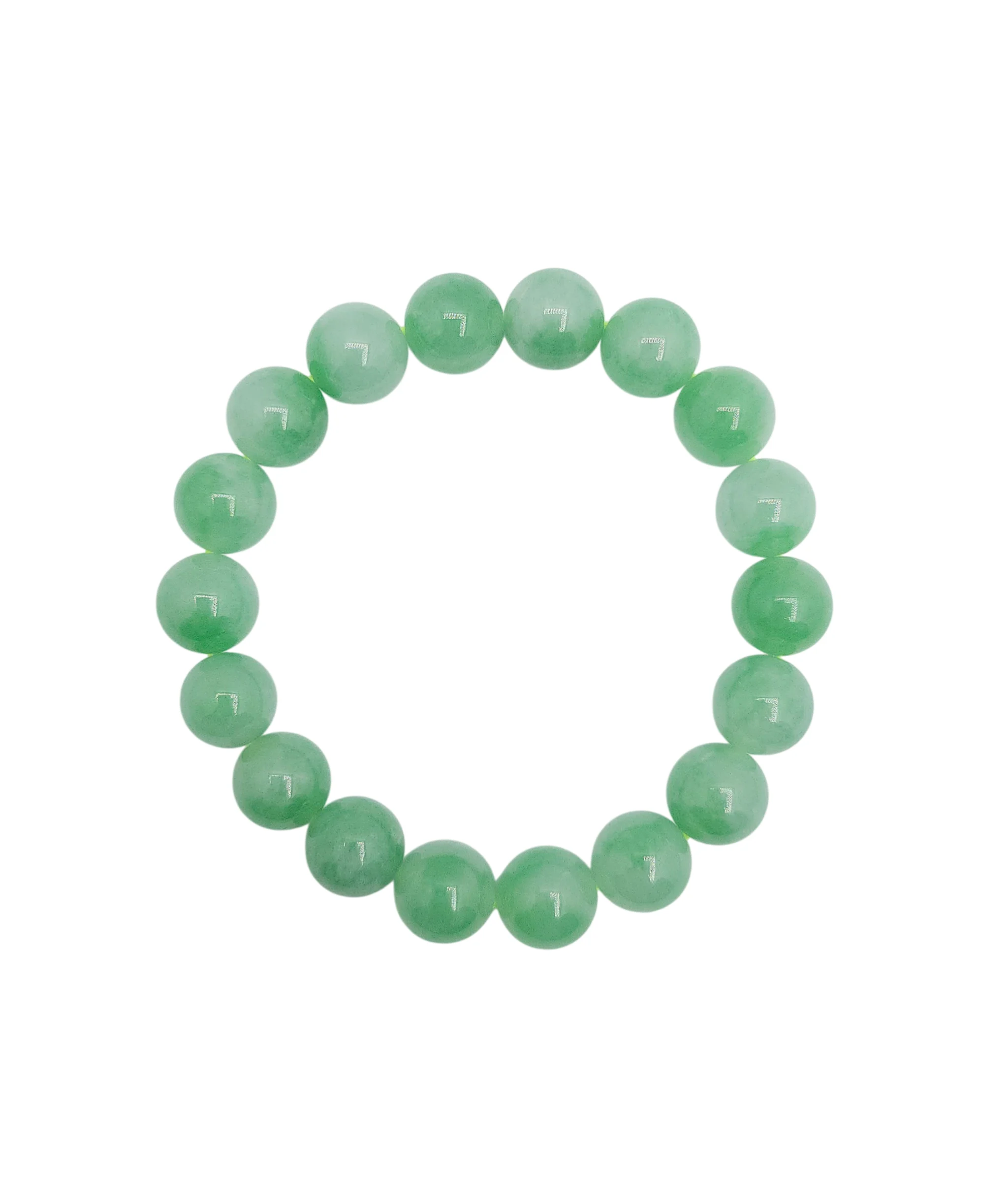 Light Green with Medium Green and White Patches Jadeite Jade Beads Bracelet