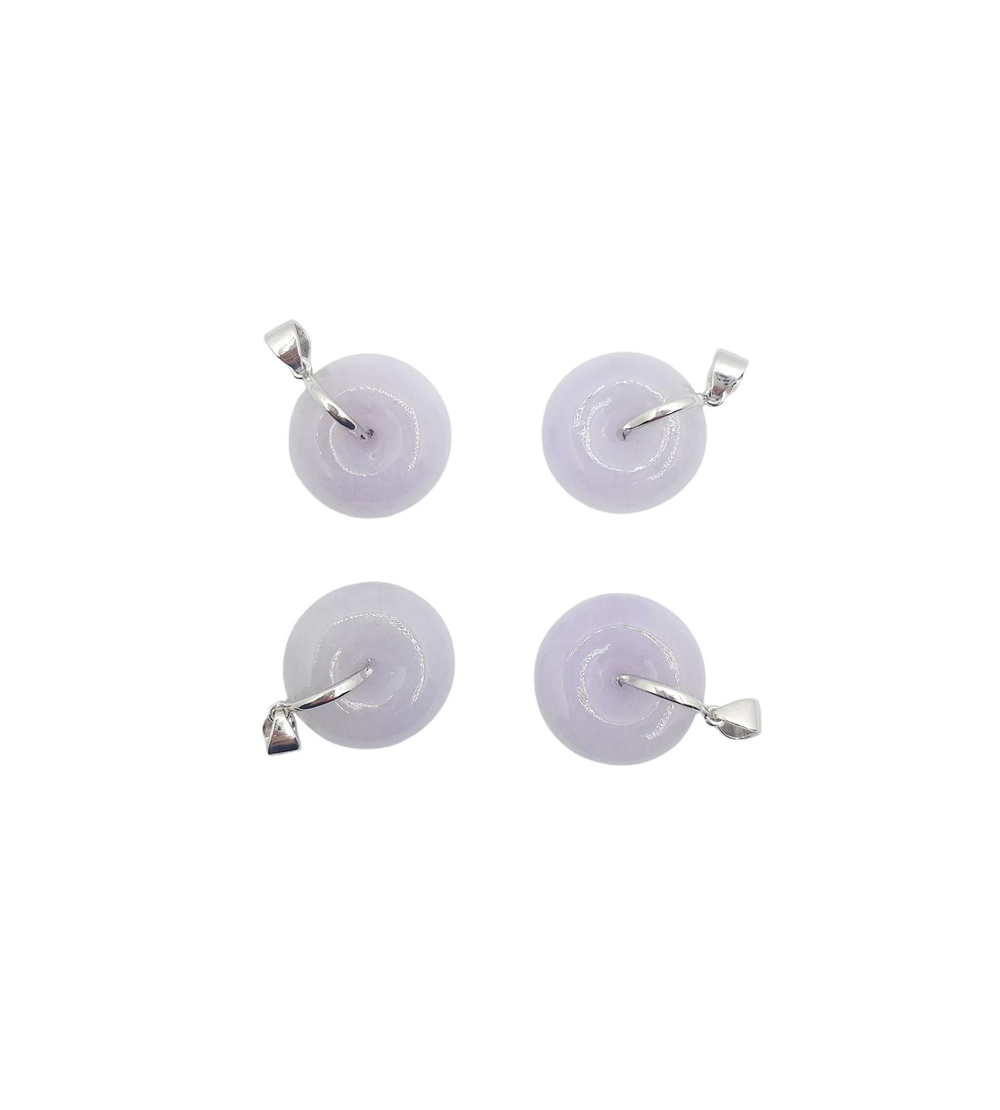 Light Lavender Jadeite Jade Donut Pendant with Silver Clasp