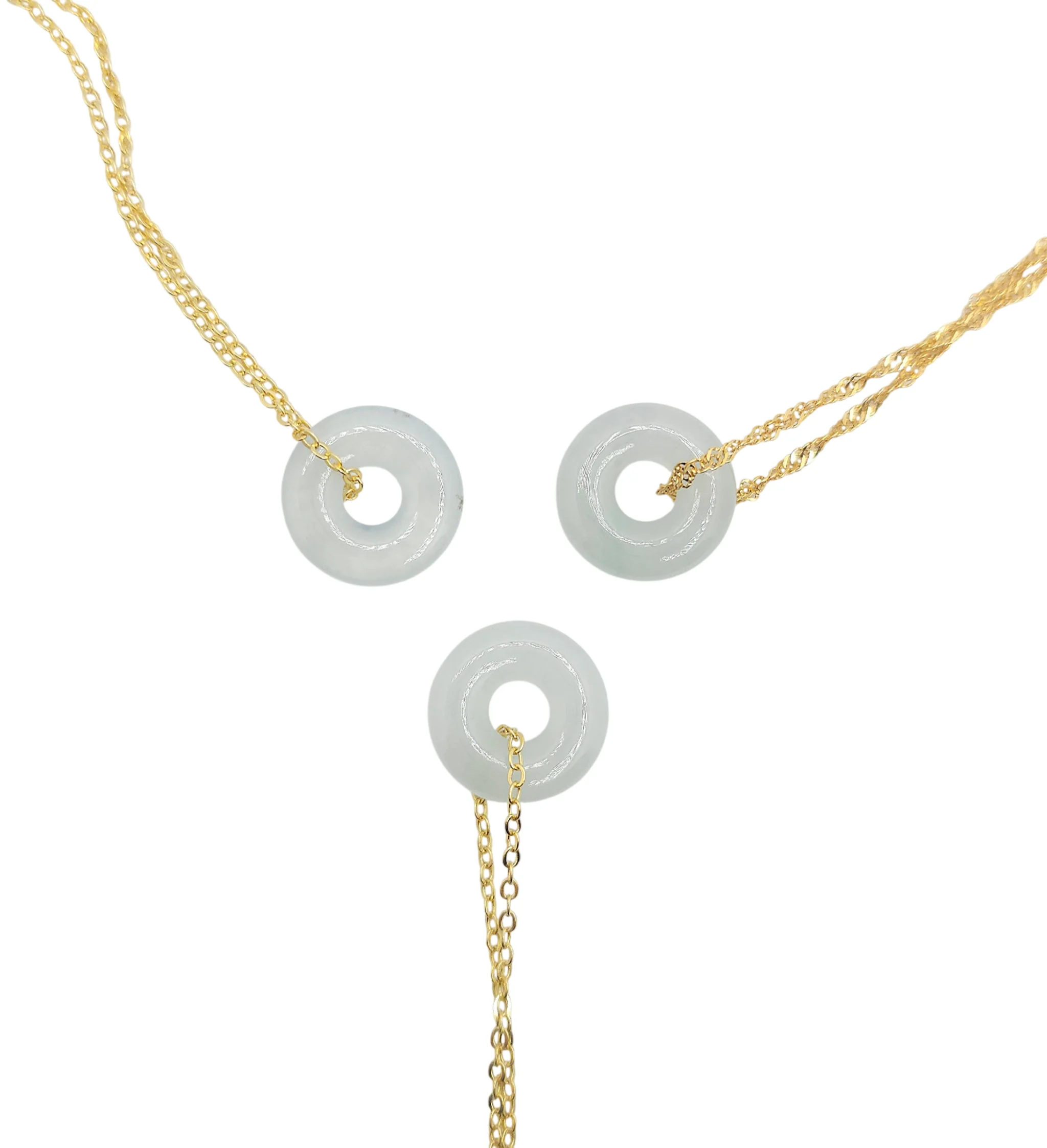Icy Jadeite Jade Donut Pendant with Silver Chain