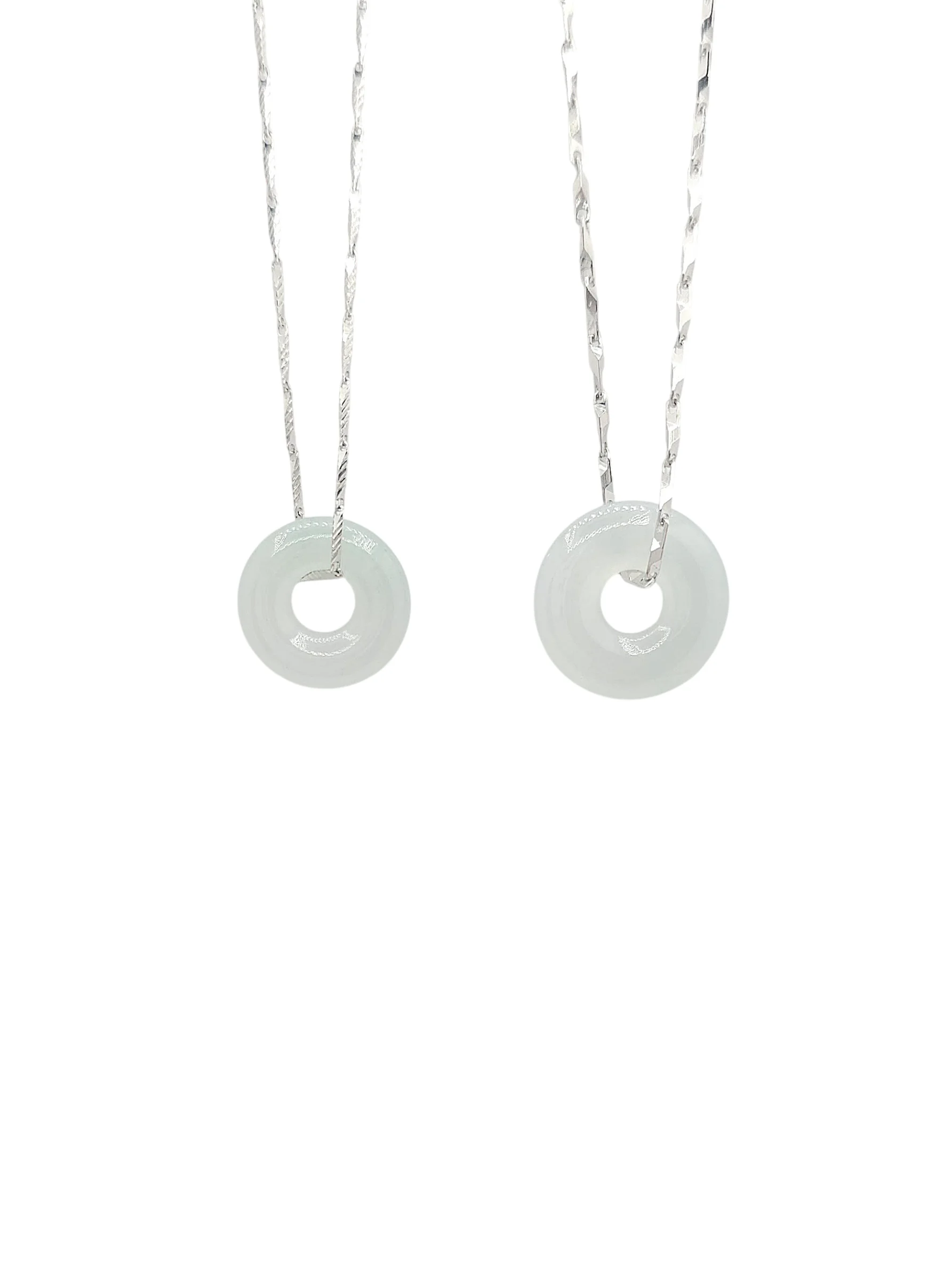Icy Jadeite Jade Donut Pendant with Silver Chain