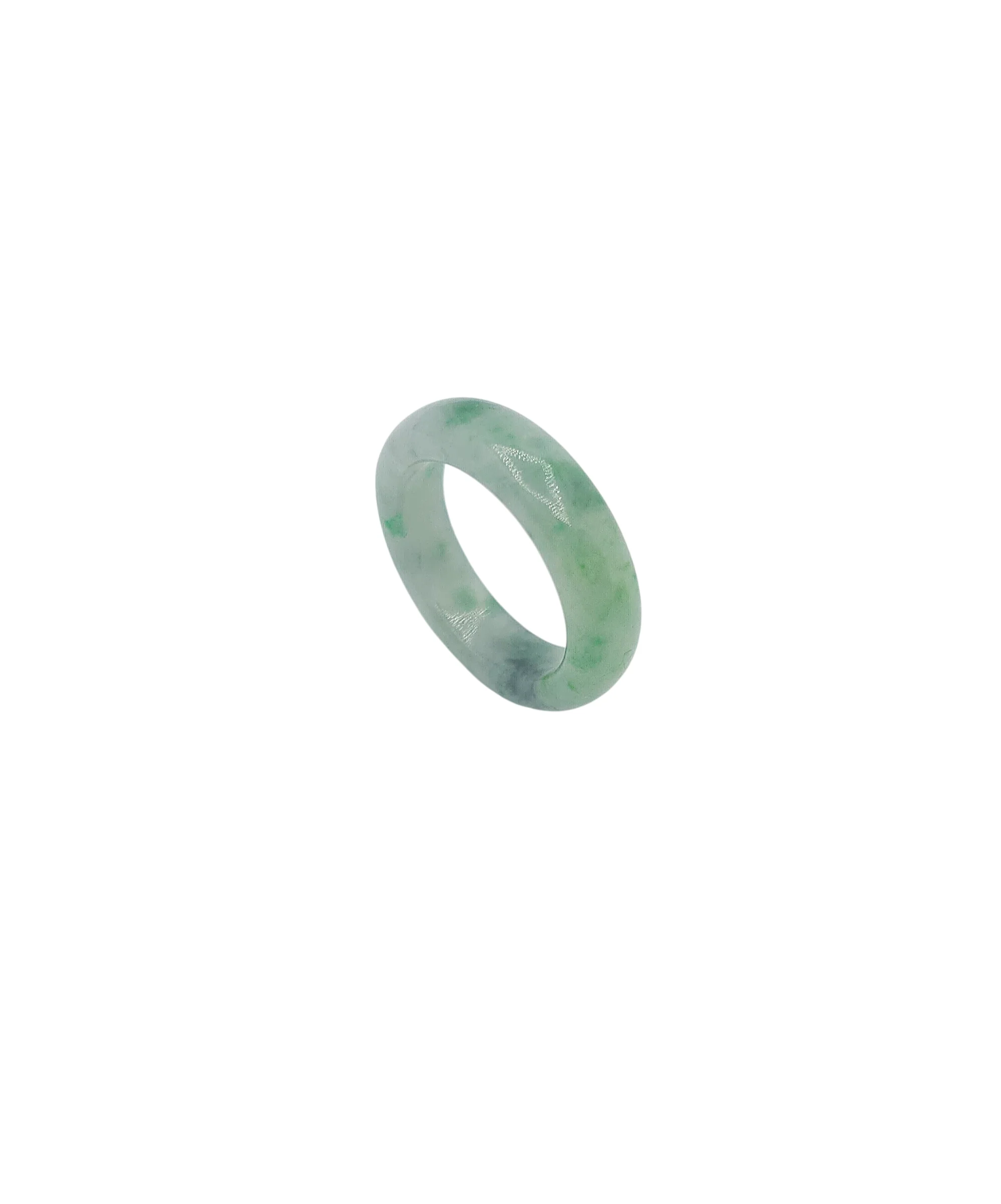 Medium Green with White Patches Jadeite Jade Ring