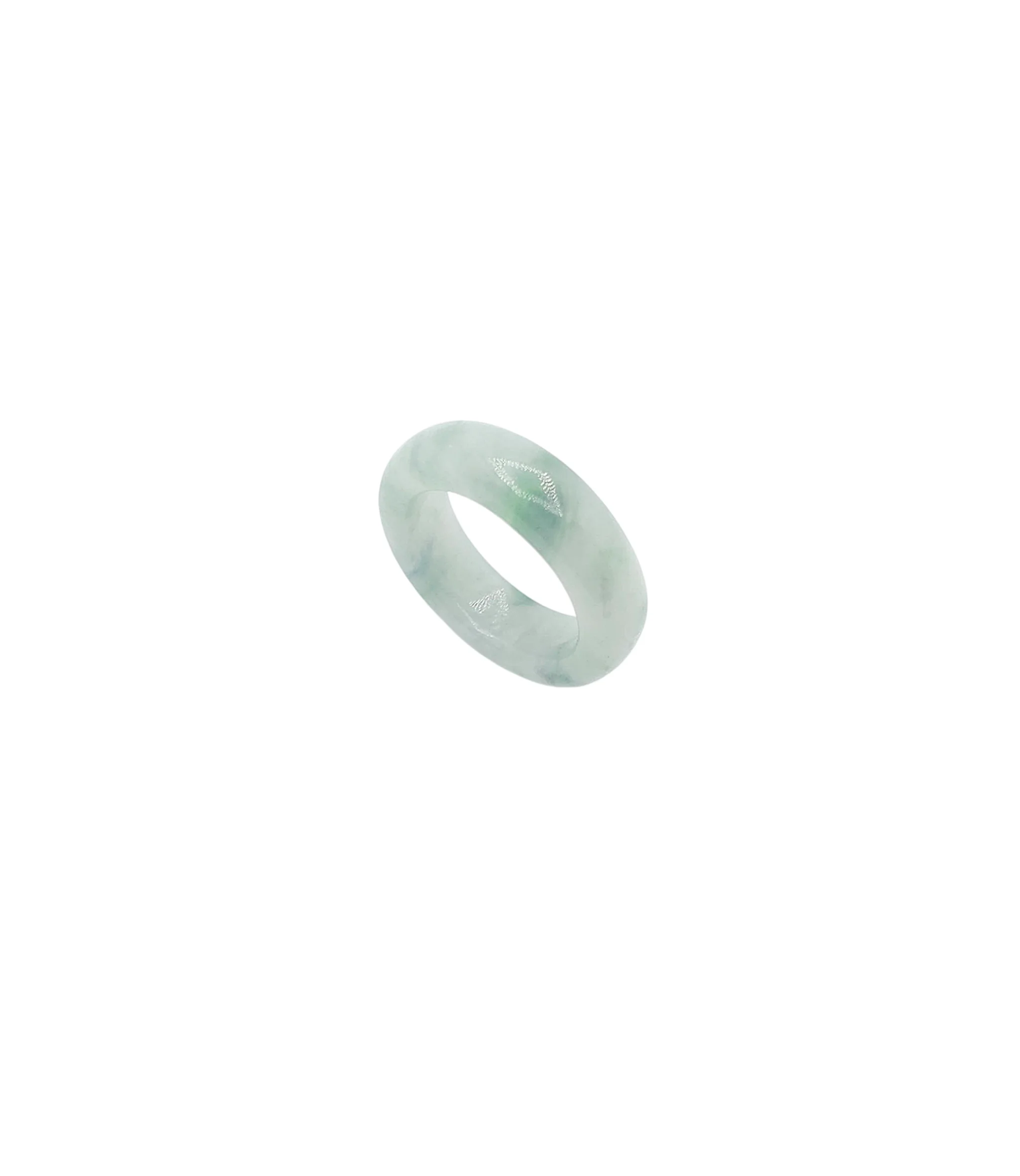 White with Green Patches Jadeite Jade Ring