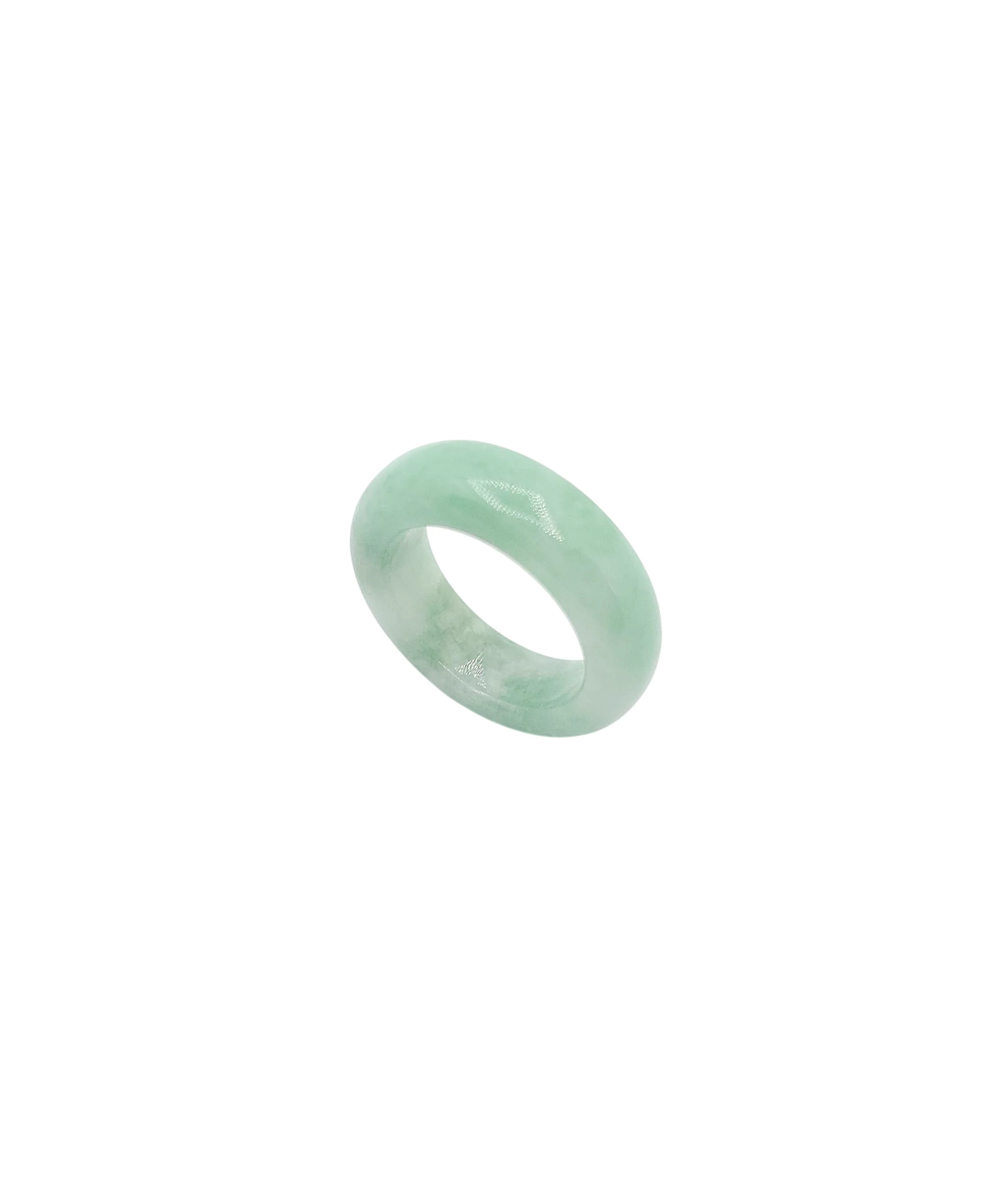 Green with White Patches Jadeite Jade Ring