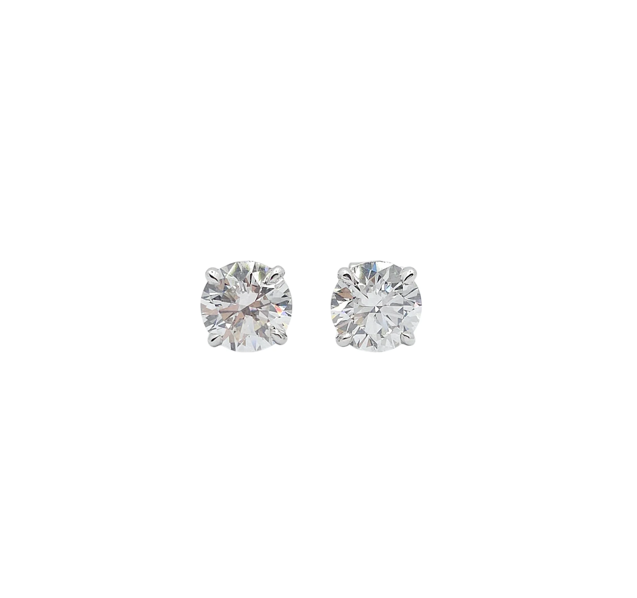 Platinum 4 Prong Round Brilliant Cut Lab Grown Diamond Earrings (4.16ctw)