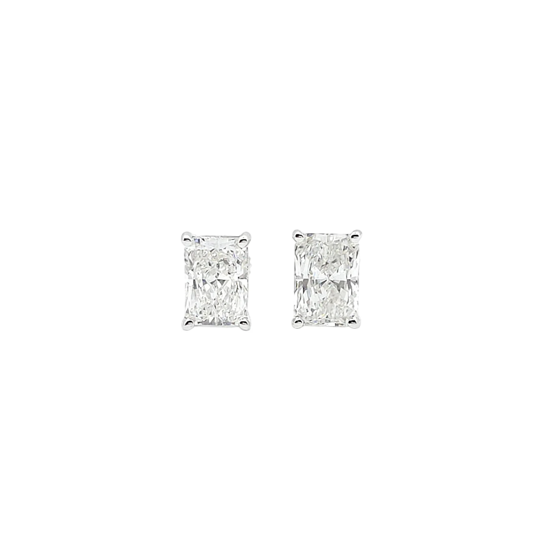 14K White Gold Radiant Cut Lab Grown Diamond Stud Earrings (1.55ctw)