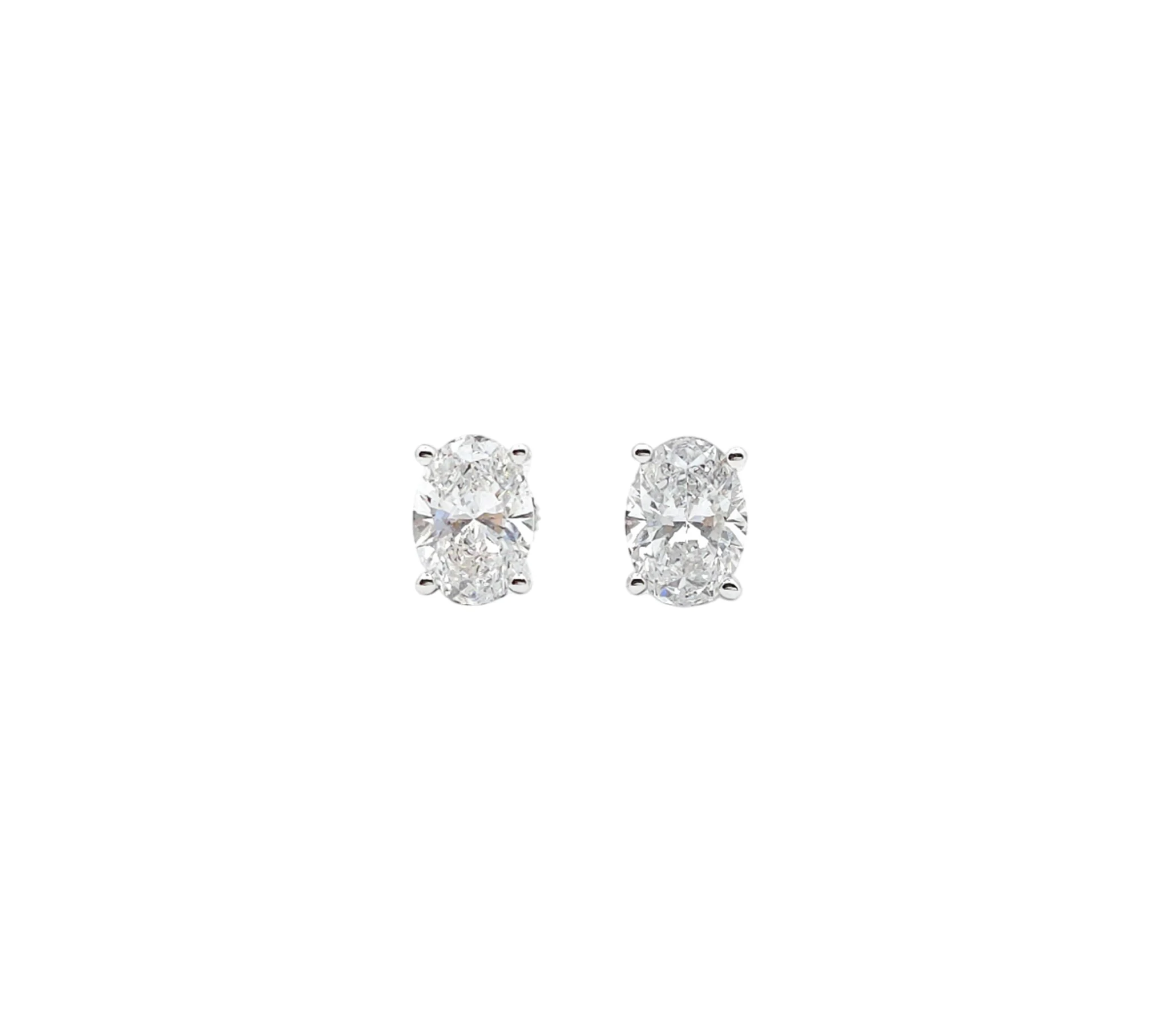 14K White Gold Oval Cut Lab Grown Diamond Stud Earrings (2.08ctw)