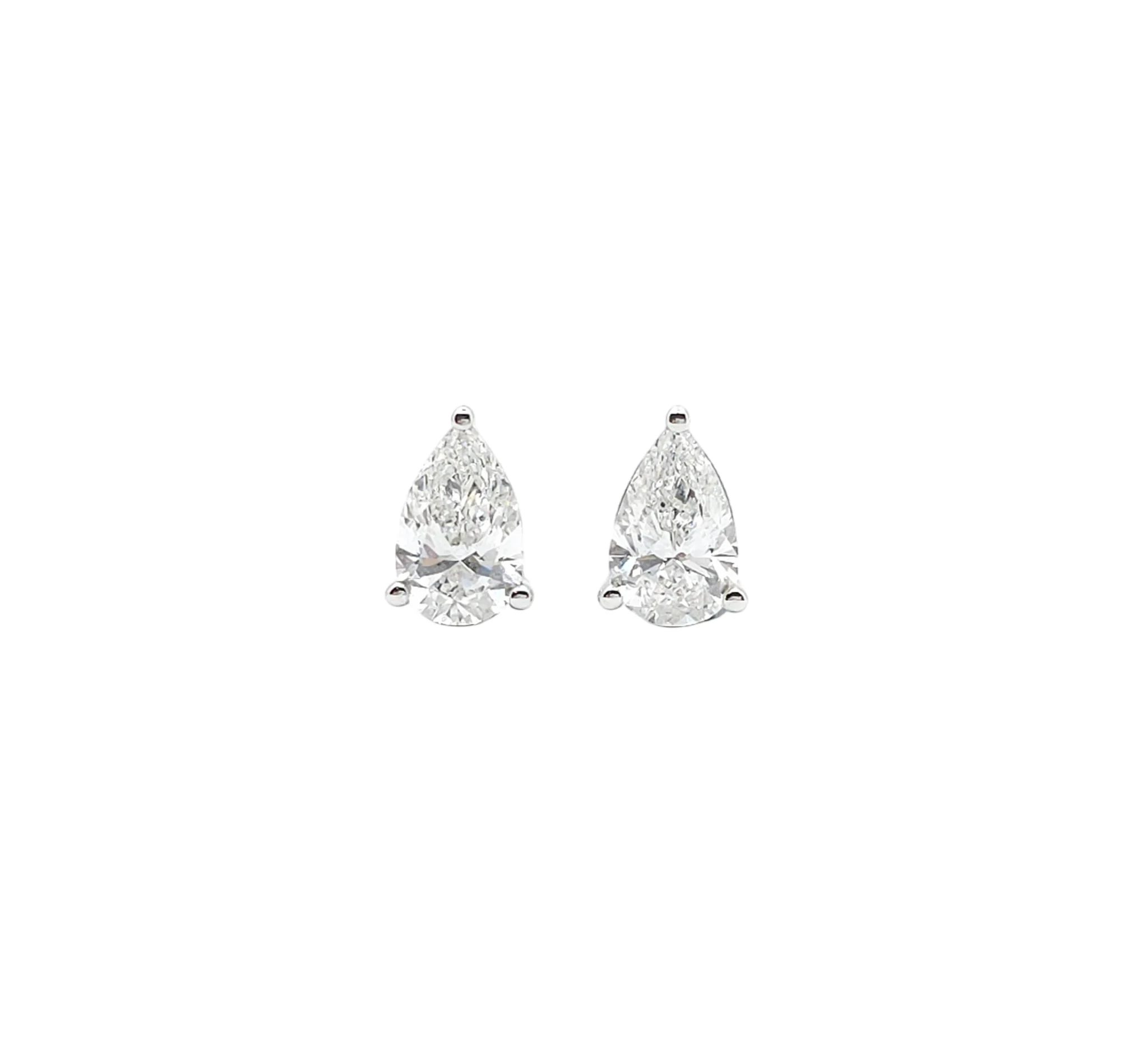14K White Gold Pear Cut Lab Grown Diamond Stud Earrings (2.01ctw)
