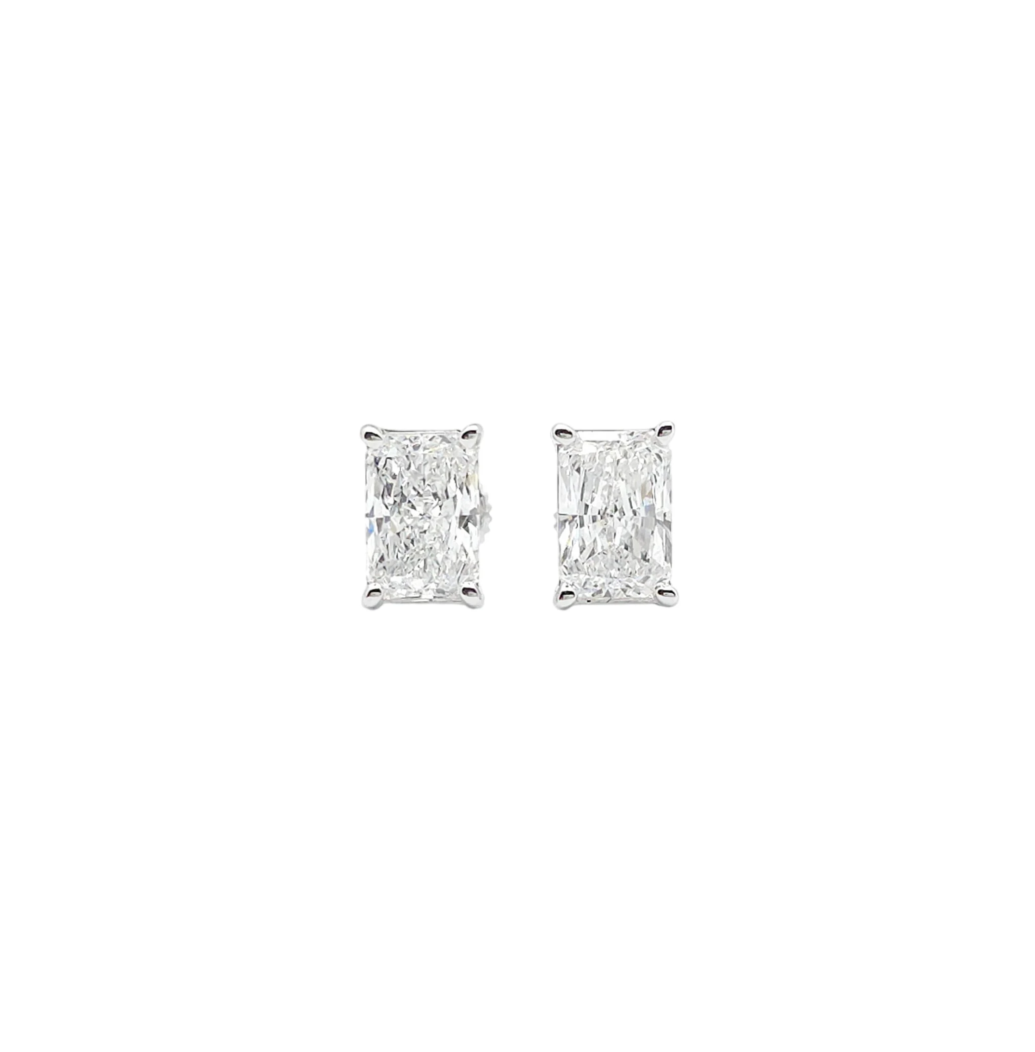 14K White Gold Radiant Cut Lab Grown Diamond Stud Earrings (2.04ctw)