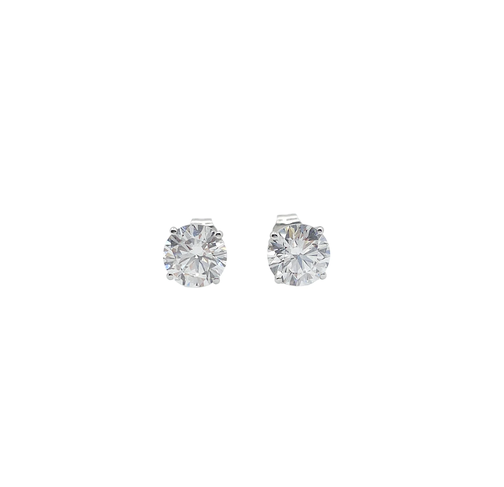 14K White Gold Round Cut Lab Grown Diamond Stud Earrings (2.00ctw)