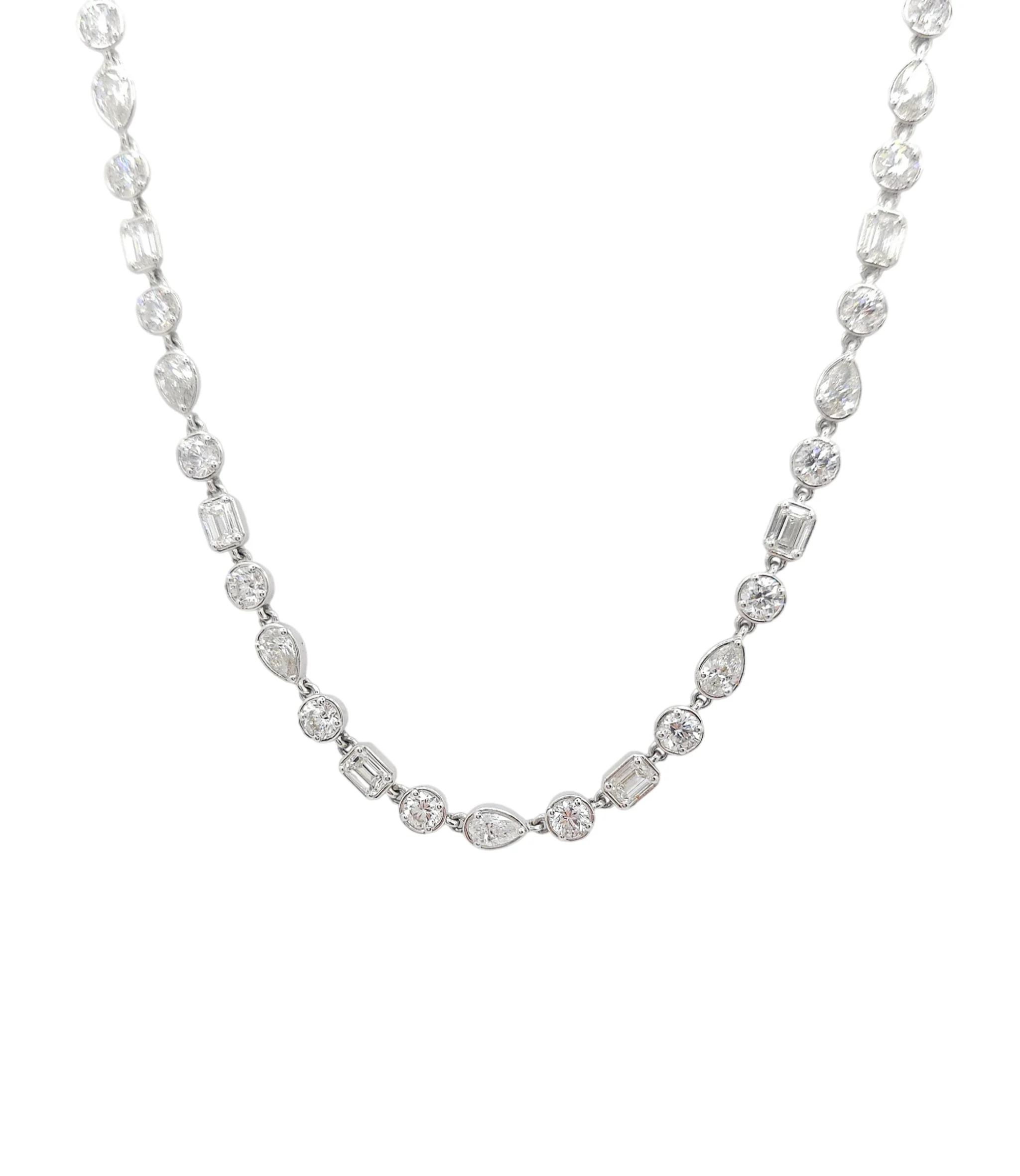 14K White Gold Mix Cut Lab Grown Diamond Tennis Choker or Bracelet (2 WAY)